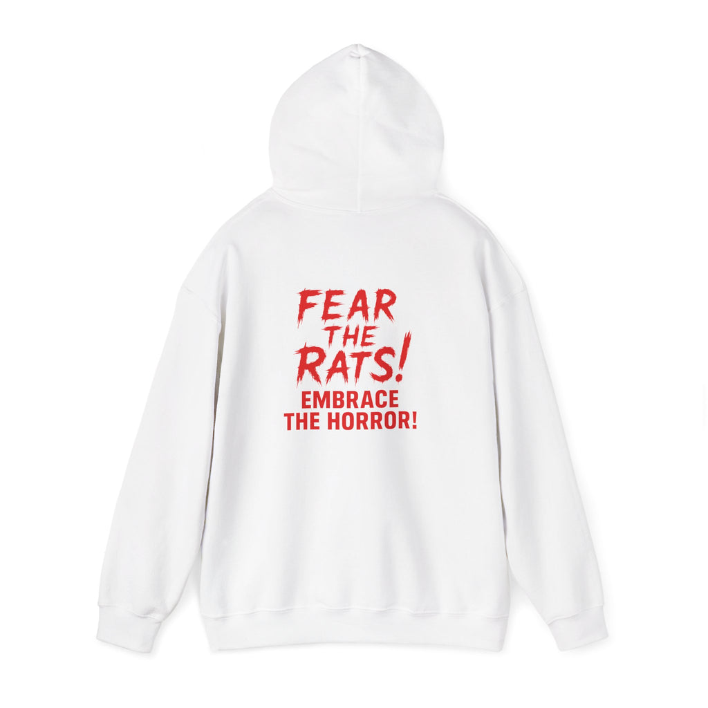 RHD: "RAT" (Fear the Rats! Embrace the Horror! - Back Side) - Unisex Hoodie (White)
