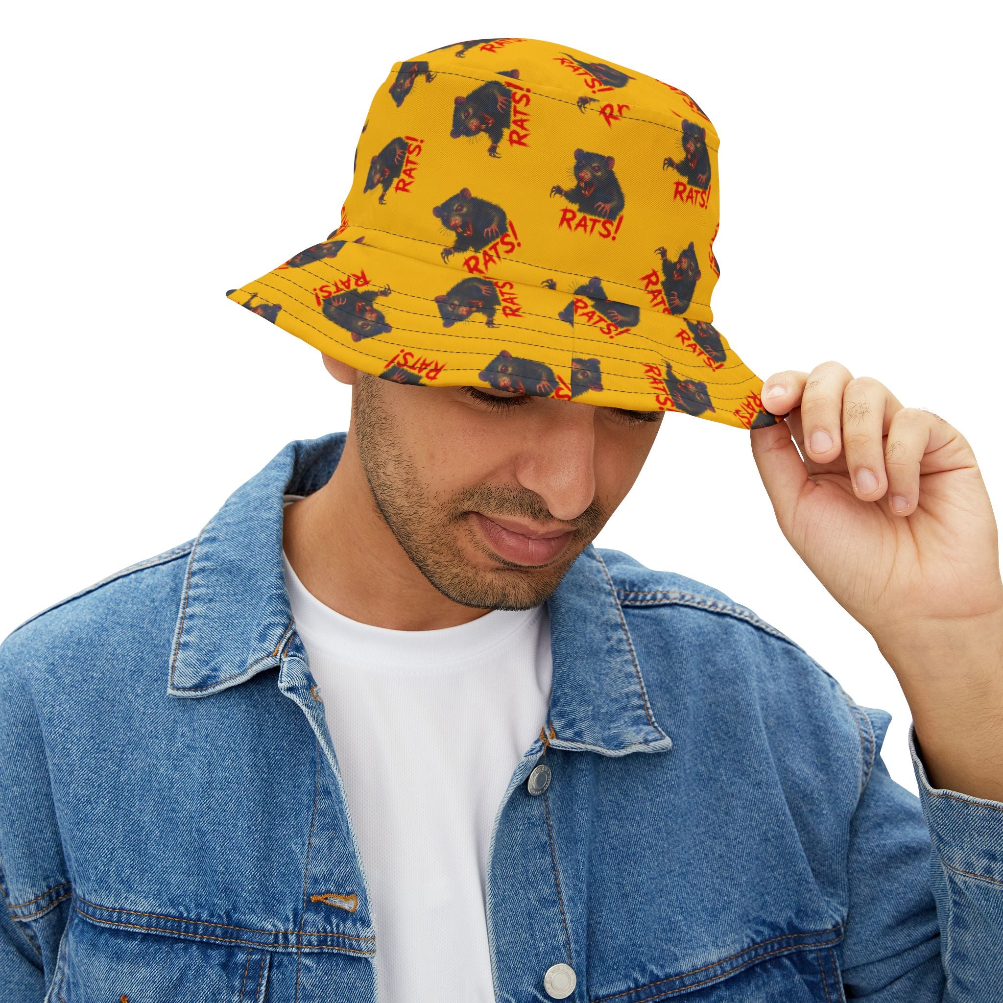 RHT: "RAT" (Multi) - Bucket Hat - Yellow