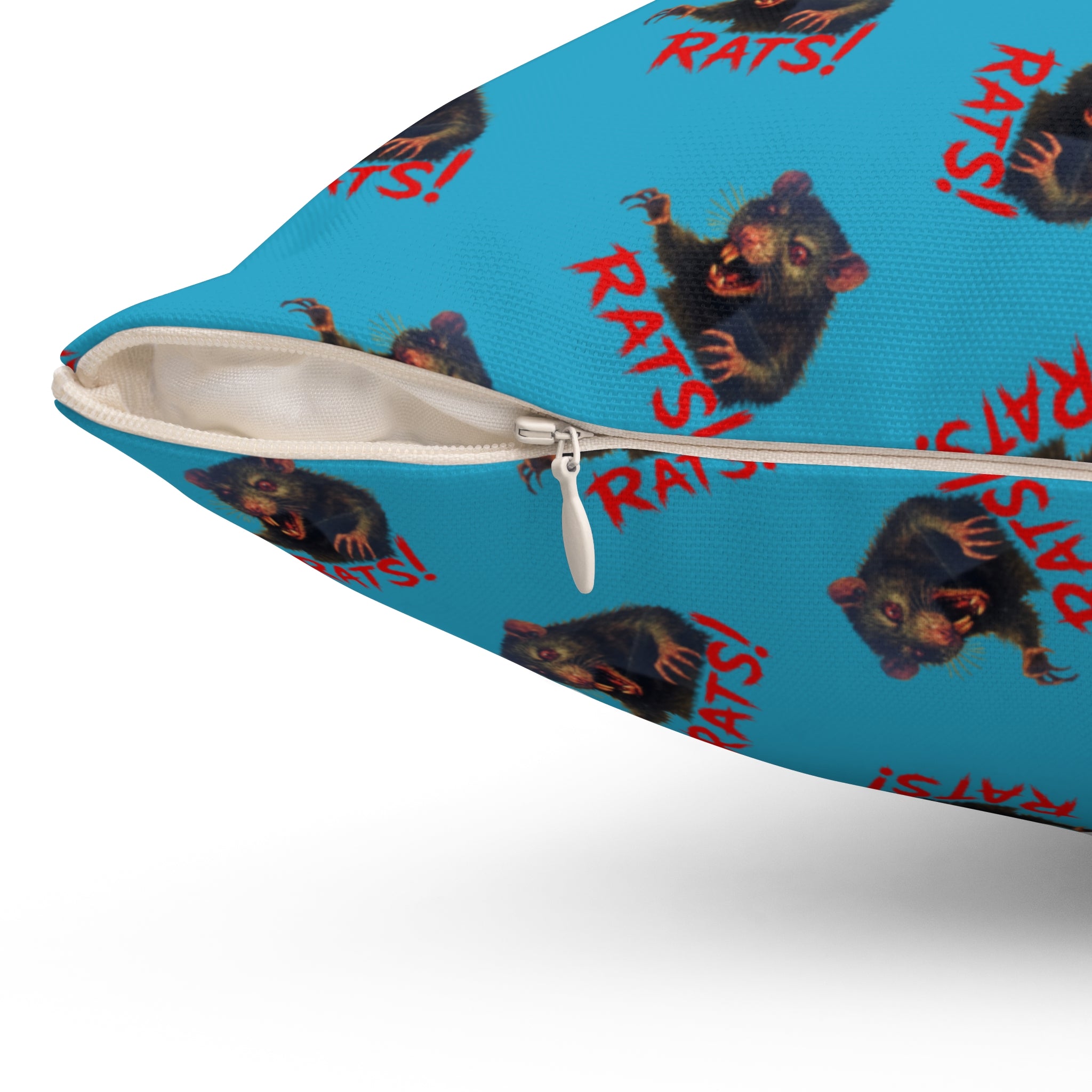 RPW: "RAT" (Multi) - Polyester Throw Pillow - (Turquoise)