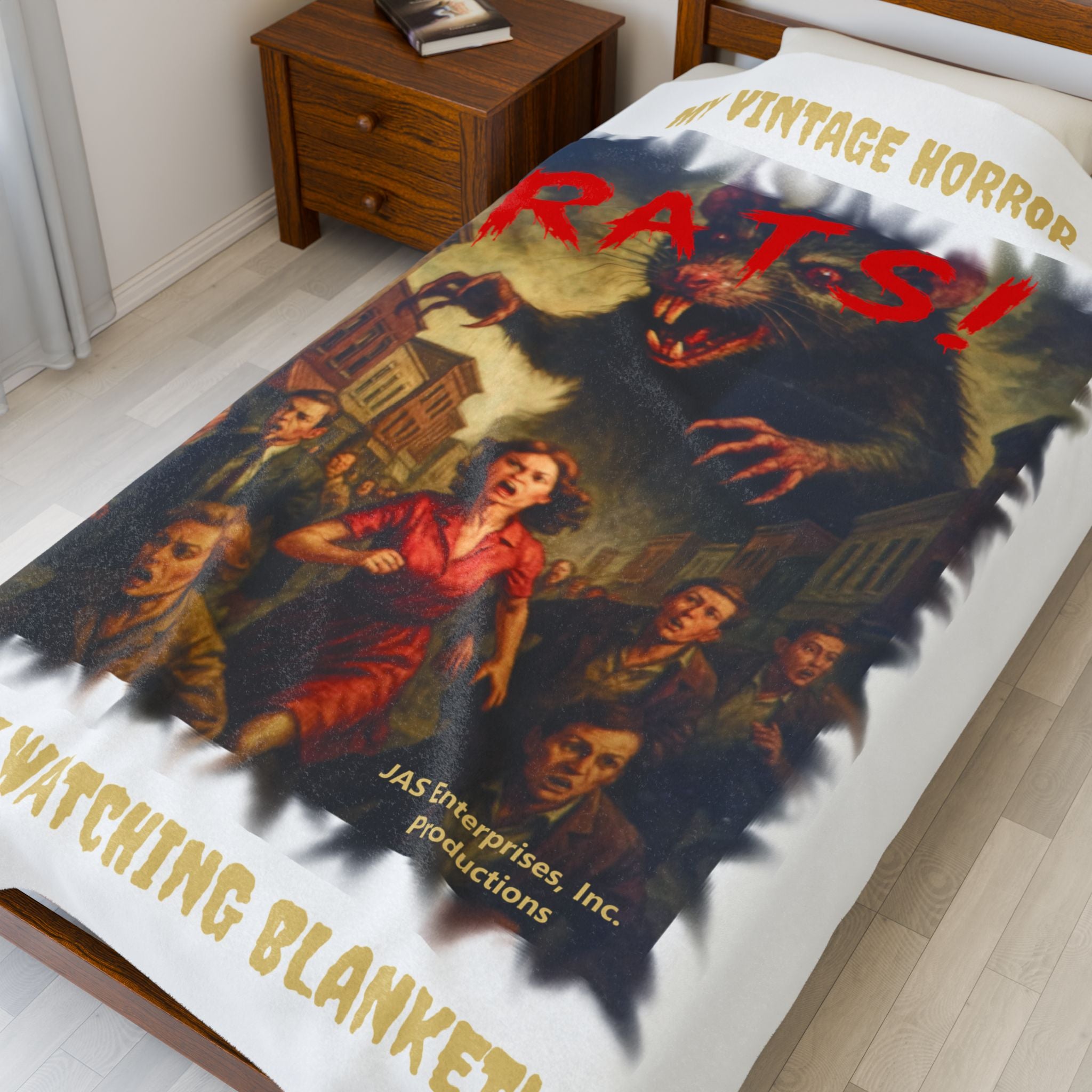 RBL: "RATS!" Logo - MY VINTAGE HORROR... - Velveteen Plush Blanket (White)
