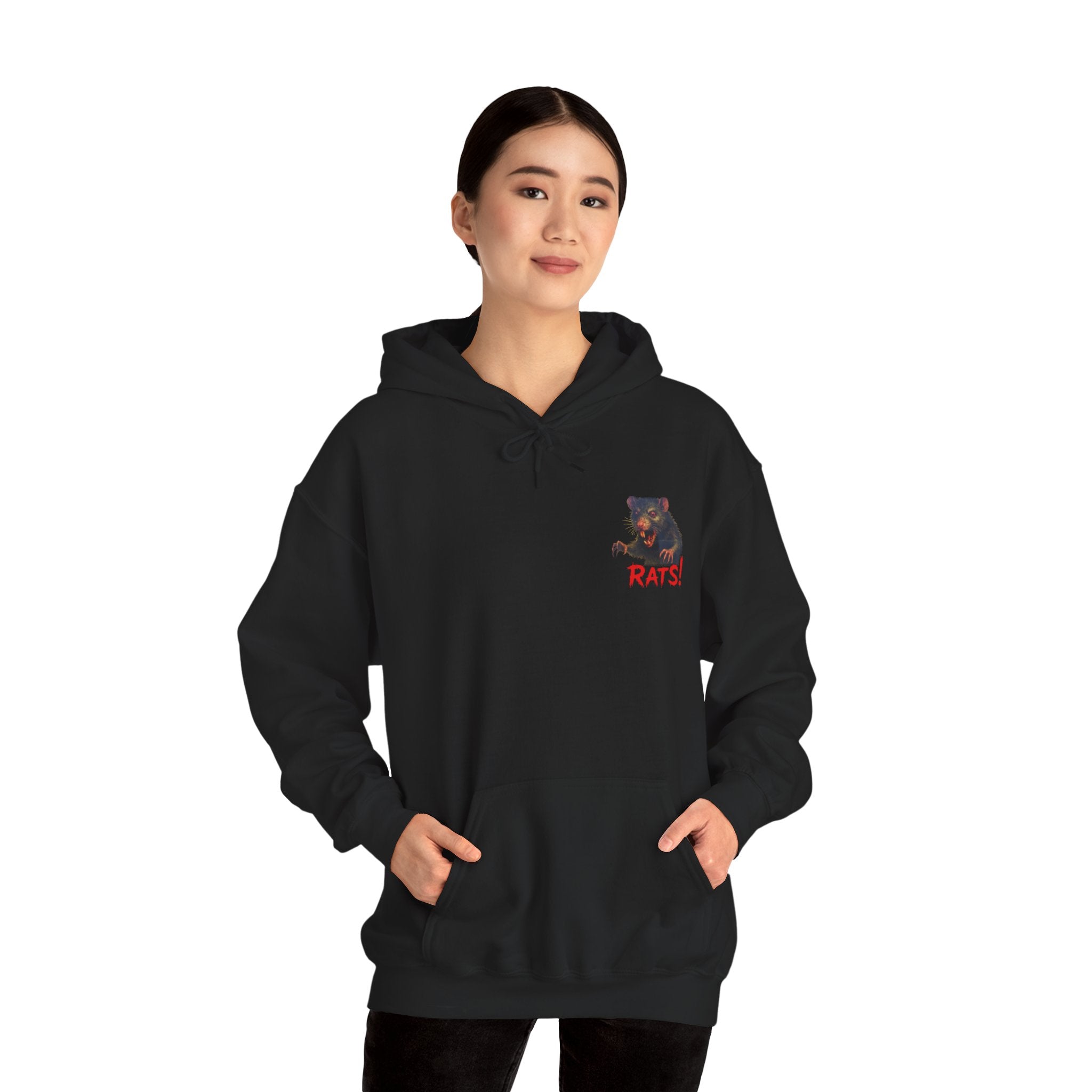 RHD: "RAT" Small Logo (Blank Back Side) - Unisex Hoodie (Black)