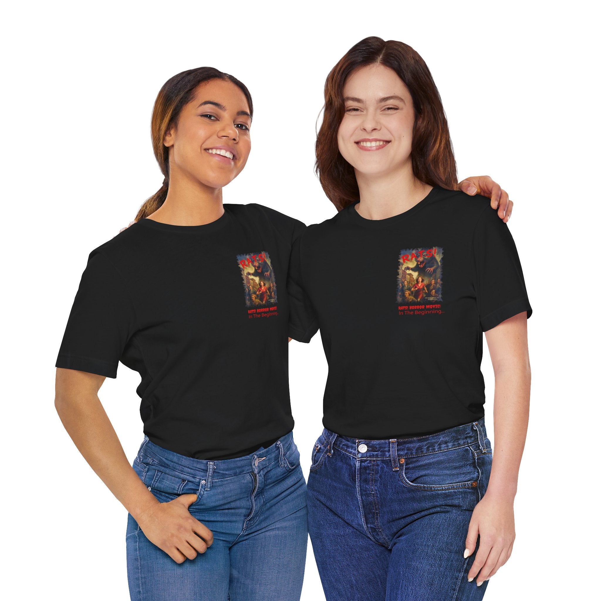 RTS: "RATS!" Small Logo (Front) - Unisex Jersey Short Sleeve Lightweight Tee (Black)