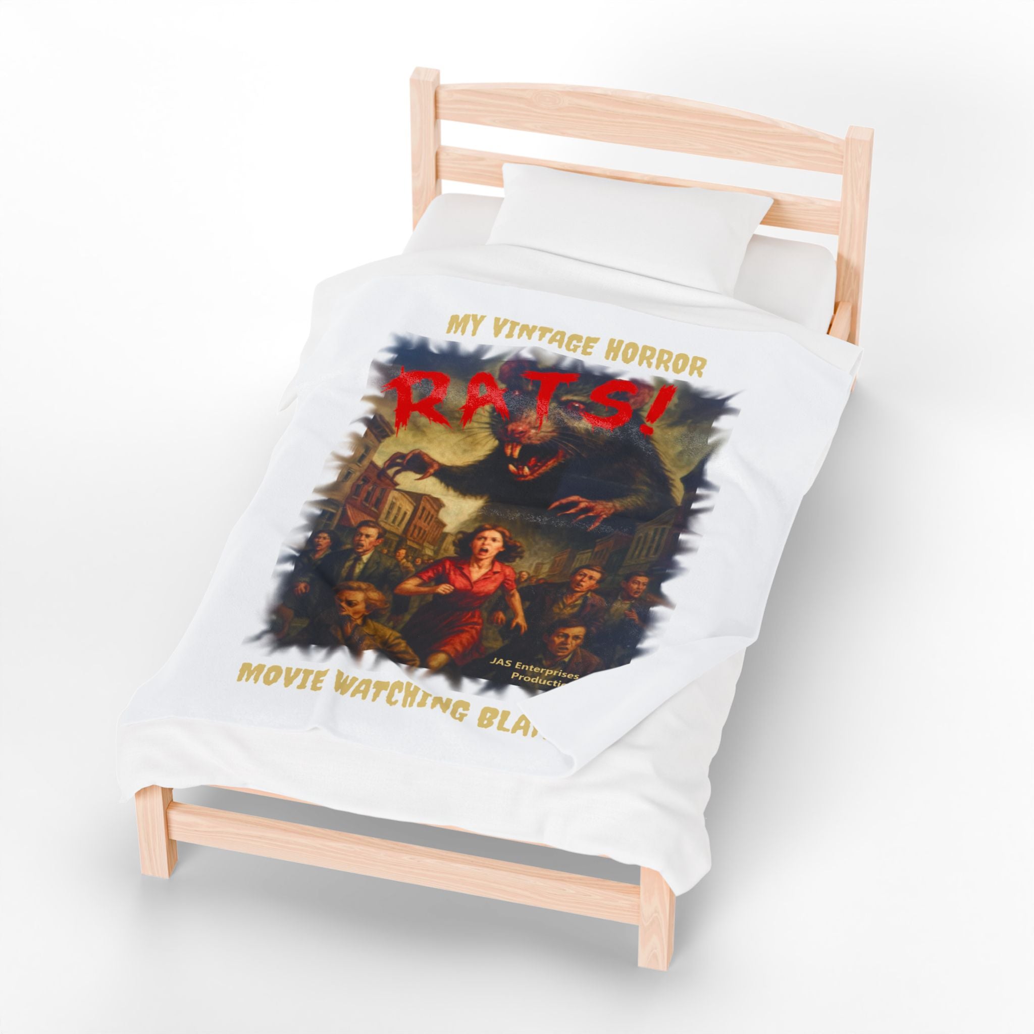 RBL: "RATS!" Logo - MY VINTAGE HORROR... - Velveteen Plush Blanket (White)