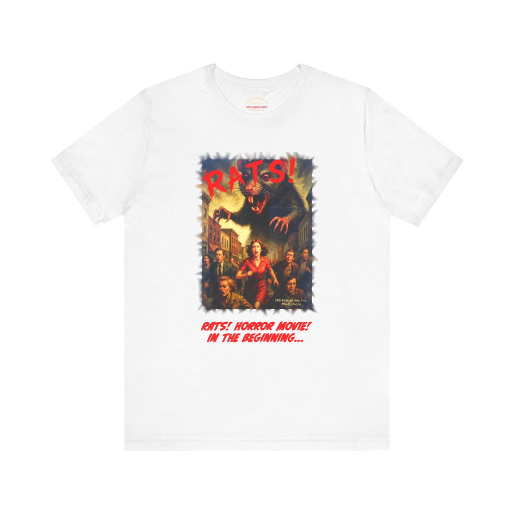 RTS: "RATS" Movie Title Logo - Unisex Jersey Short Sleeve Lightweight Tee (White)
