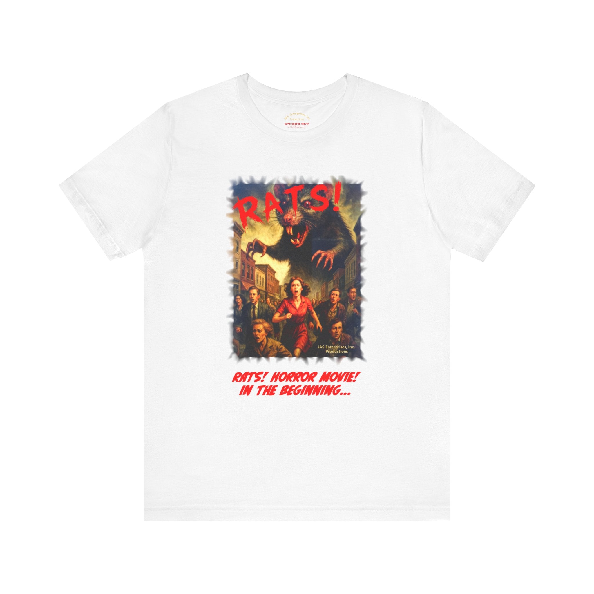 RTS: "RATS" Movie Title Logo - Unisex Jersey Short Sleeve Lightweight Tee (White)
