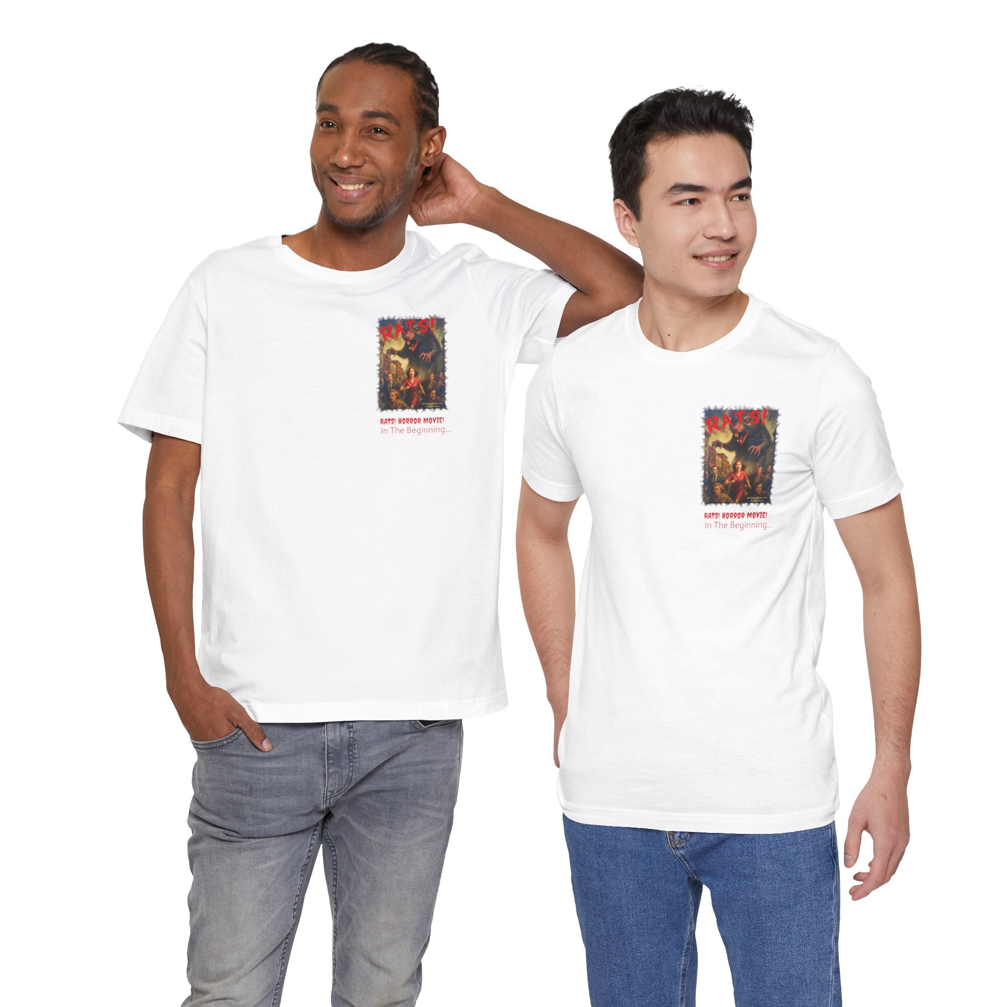 RTS: "RATS!" Small Logo (Front) - Unisex Jersey Short Sleeve Lightweight Tee (White)