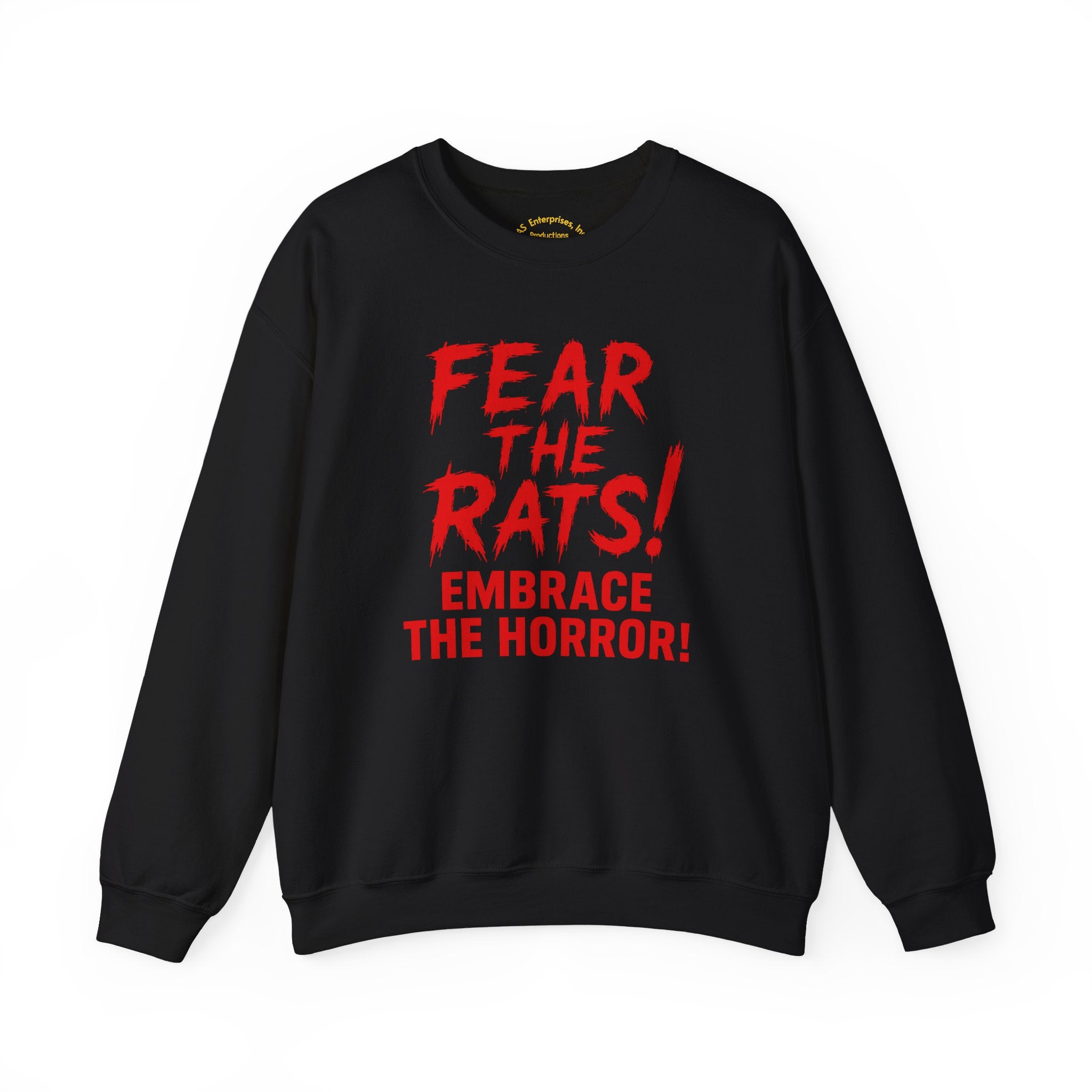 RSS: "Fear the Rats! Embrace the Horror!" (RATS! Logo - Back Side) - Unisex Crewneck Sweatshirt (Black)