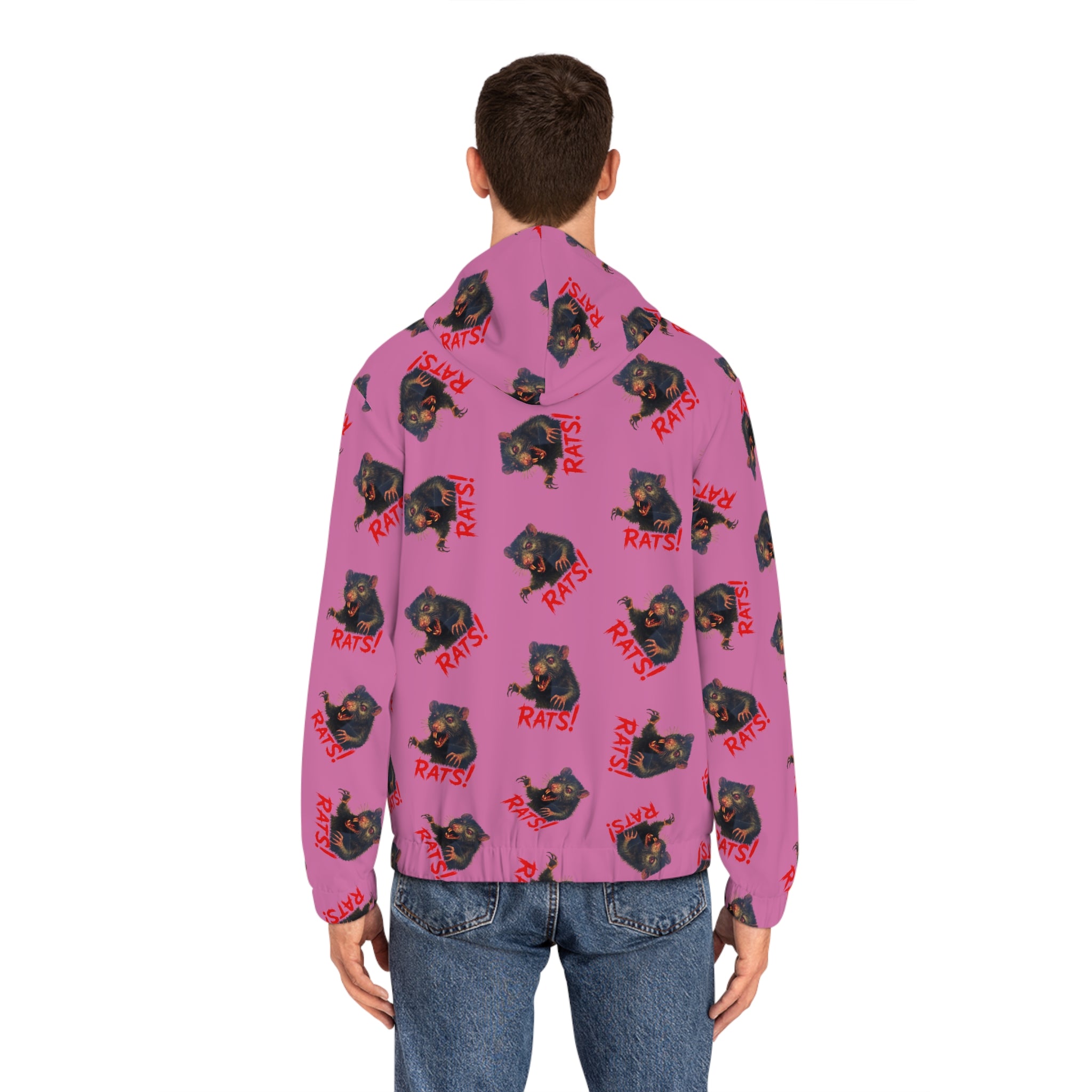 RHD: "RAT" (Multi) - Men's Full-Zip Hoodie - Pink