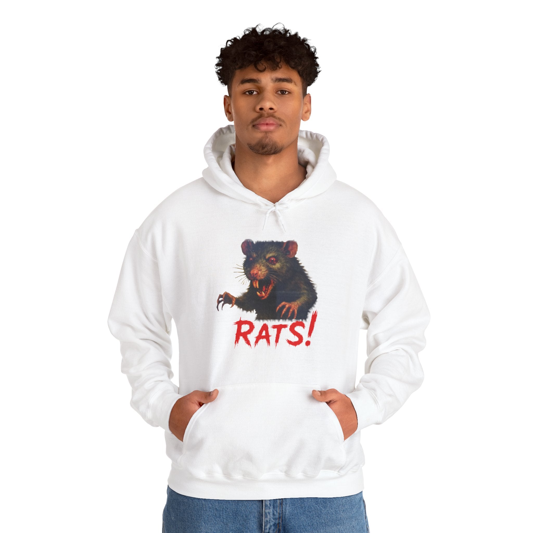 RHD: "RAT" (Fear the Rats! Embrace the Horror! - Back Side) - Unisex Hoodie (White)