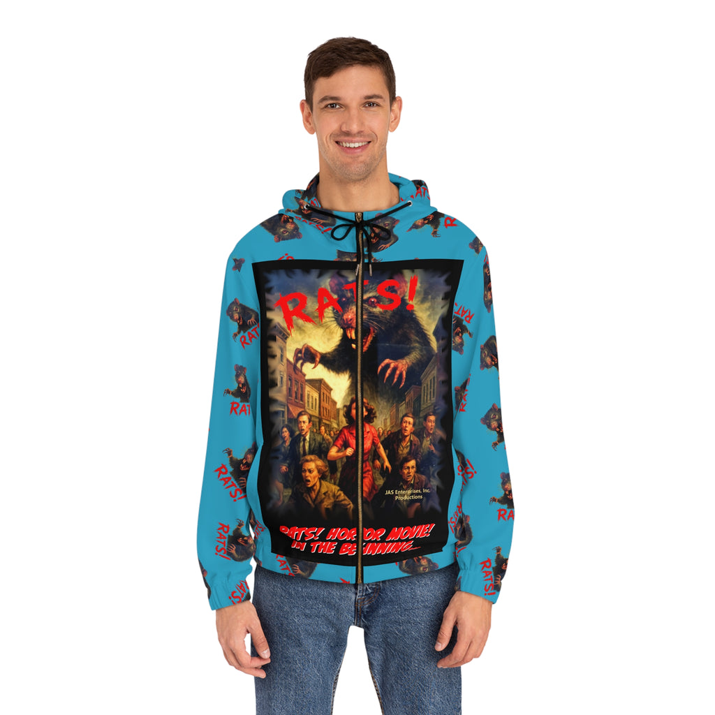 RHD: "RAT" (Multi) - Movie Title Logo - Men's Full-Zip Hoodie - Turquoise