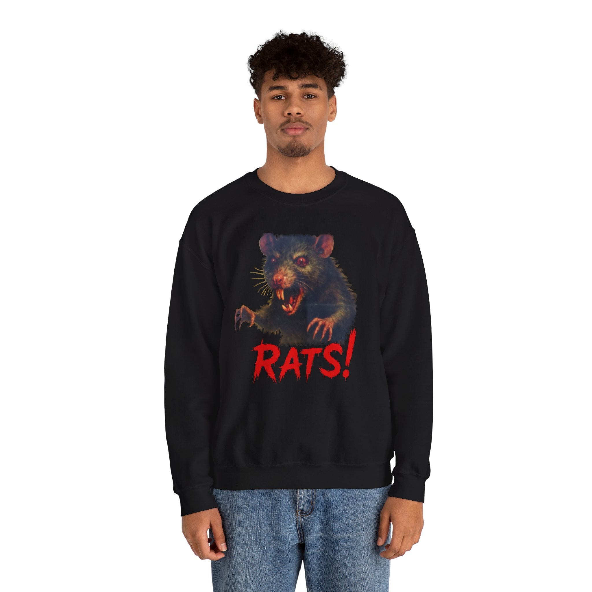 RSS: "RAT" (Fear the Rats! Embrace the Horror! - Back Side) - Unisex Crewneck Sweatshirt (Black)