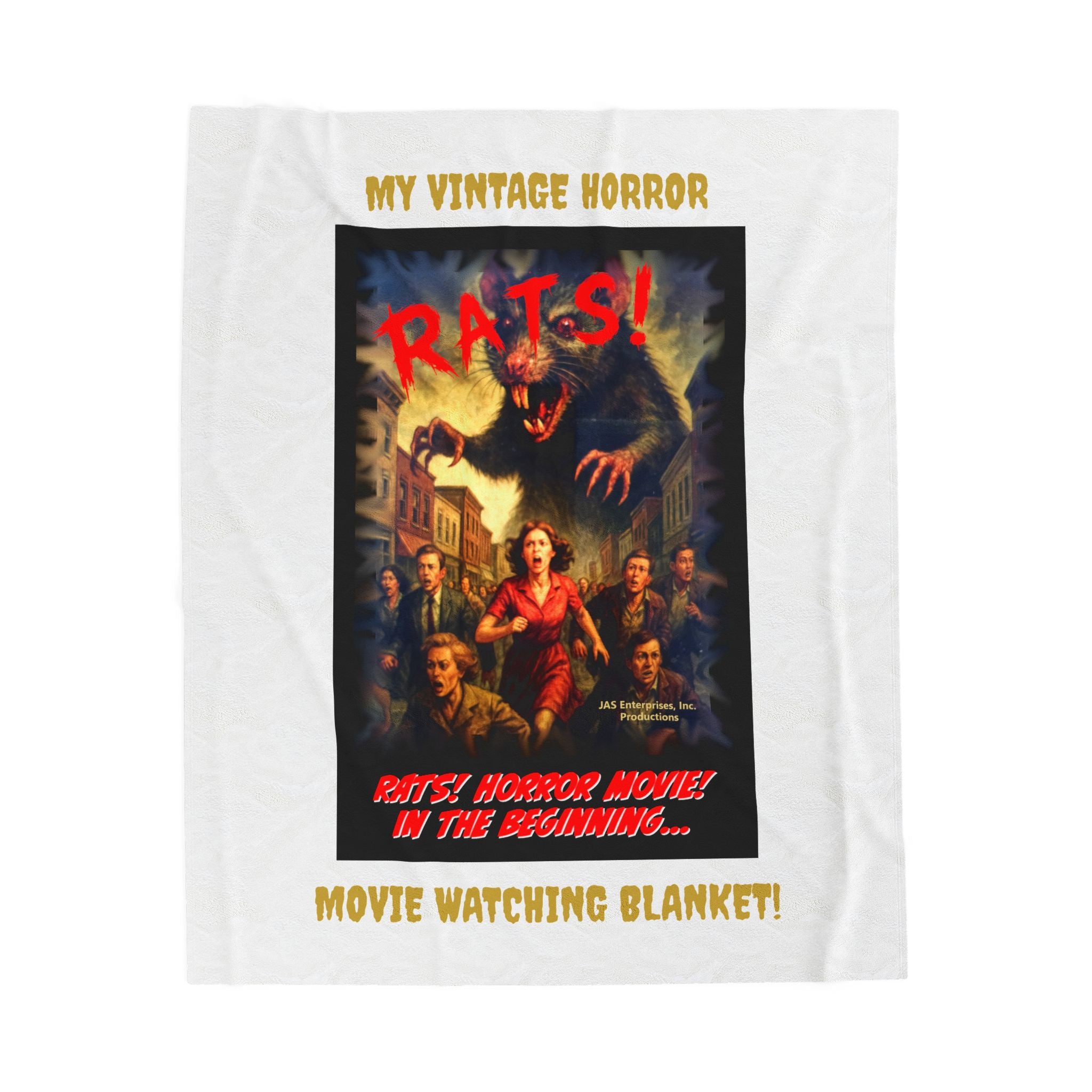 RBL: "RATS!" Movie Title Logo - MY VINTAGE HORROR... (White) - Velveteen Plush Blanket
