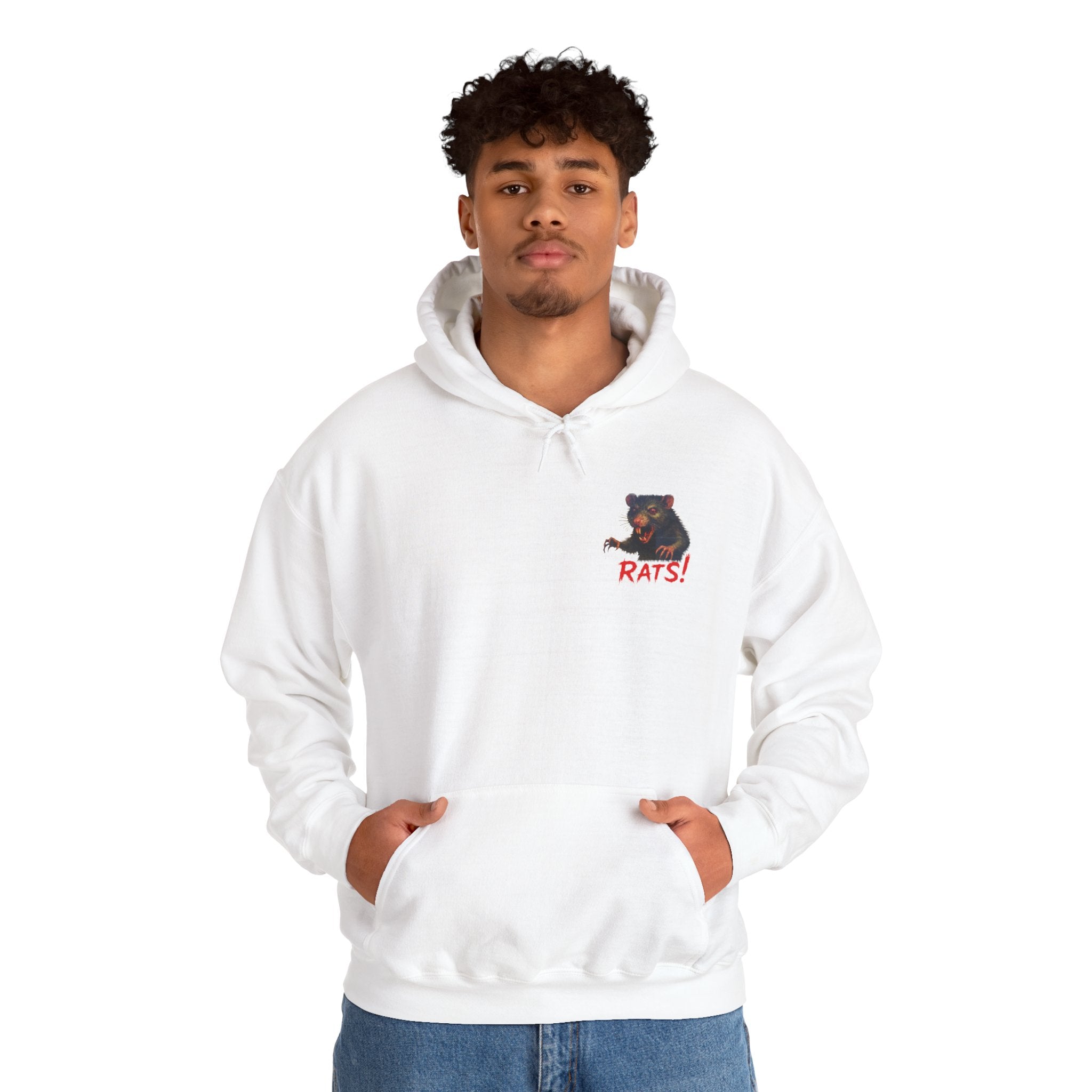 RHD: "RAT" Small Logo (Blank Back Side) - Unisex Hoodie (White)