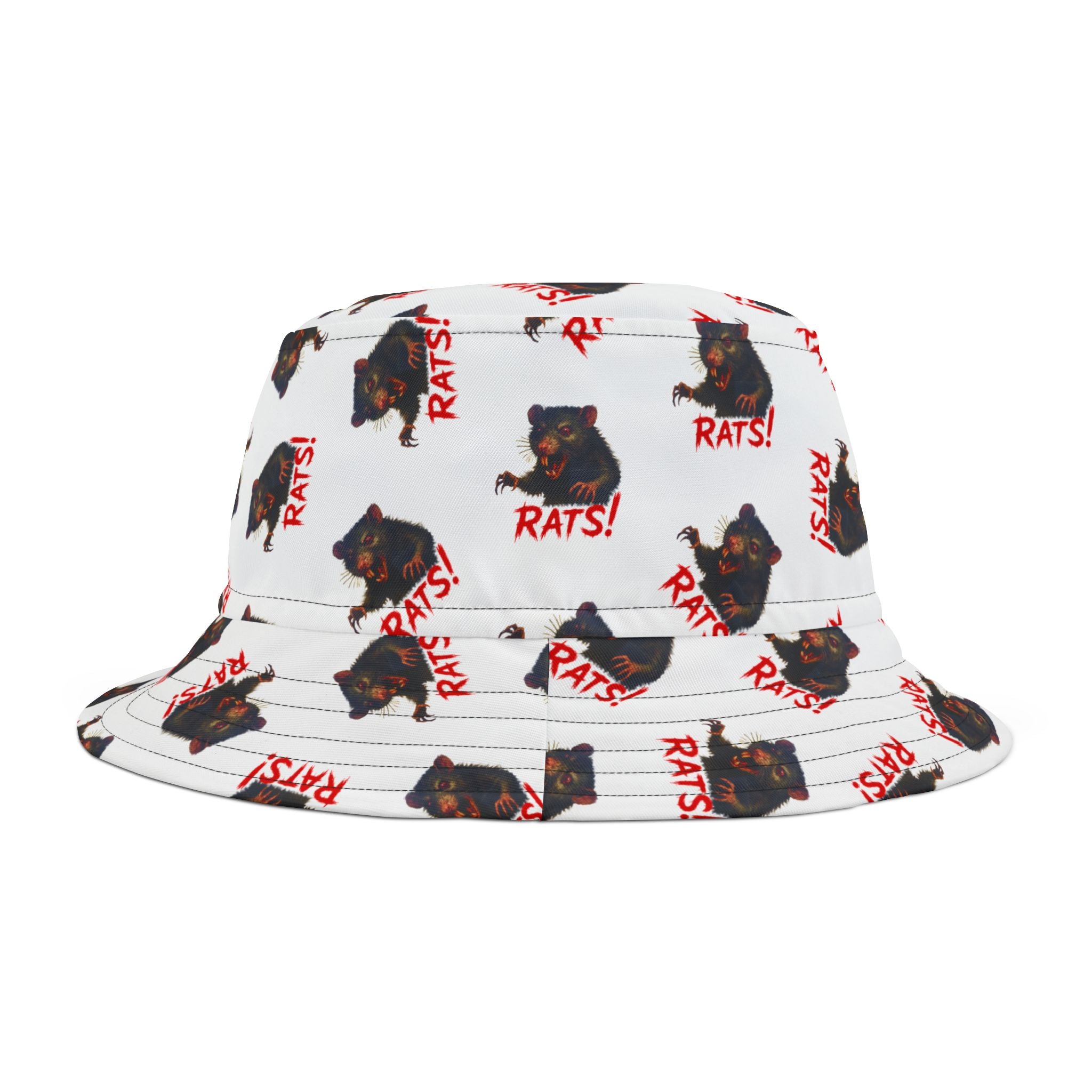 RHT: "RAT" (Multi) - Bucket Hat - White