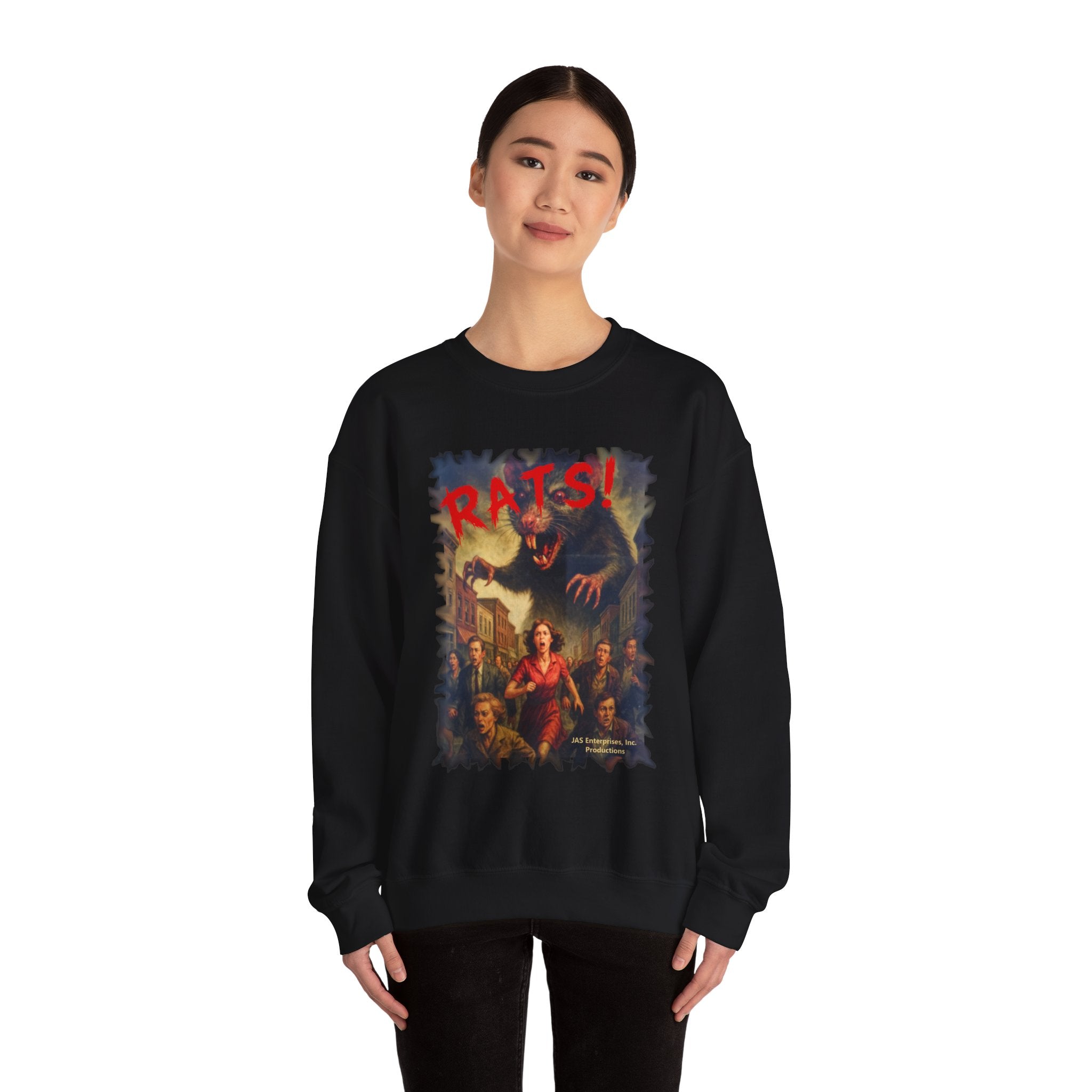 RSS: "RATS!" Logo (Blank Back Side) - Unisex Crewneck Sweatshirt (Black)