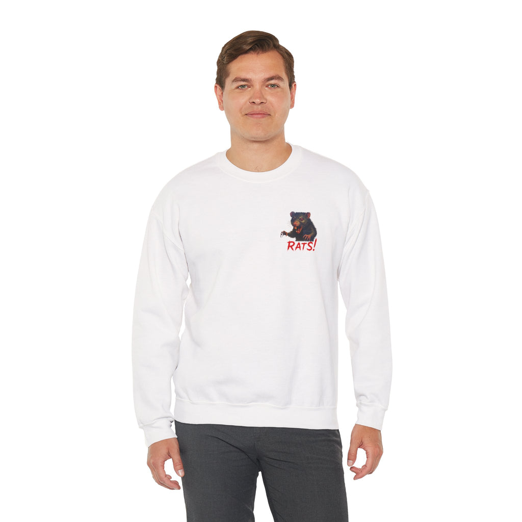 RSS: "RAT" Small Logo (Blank Back Side) - Unisex Crewneck Sweatshirt (White)