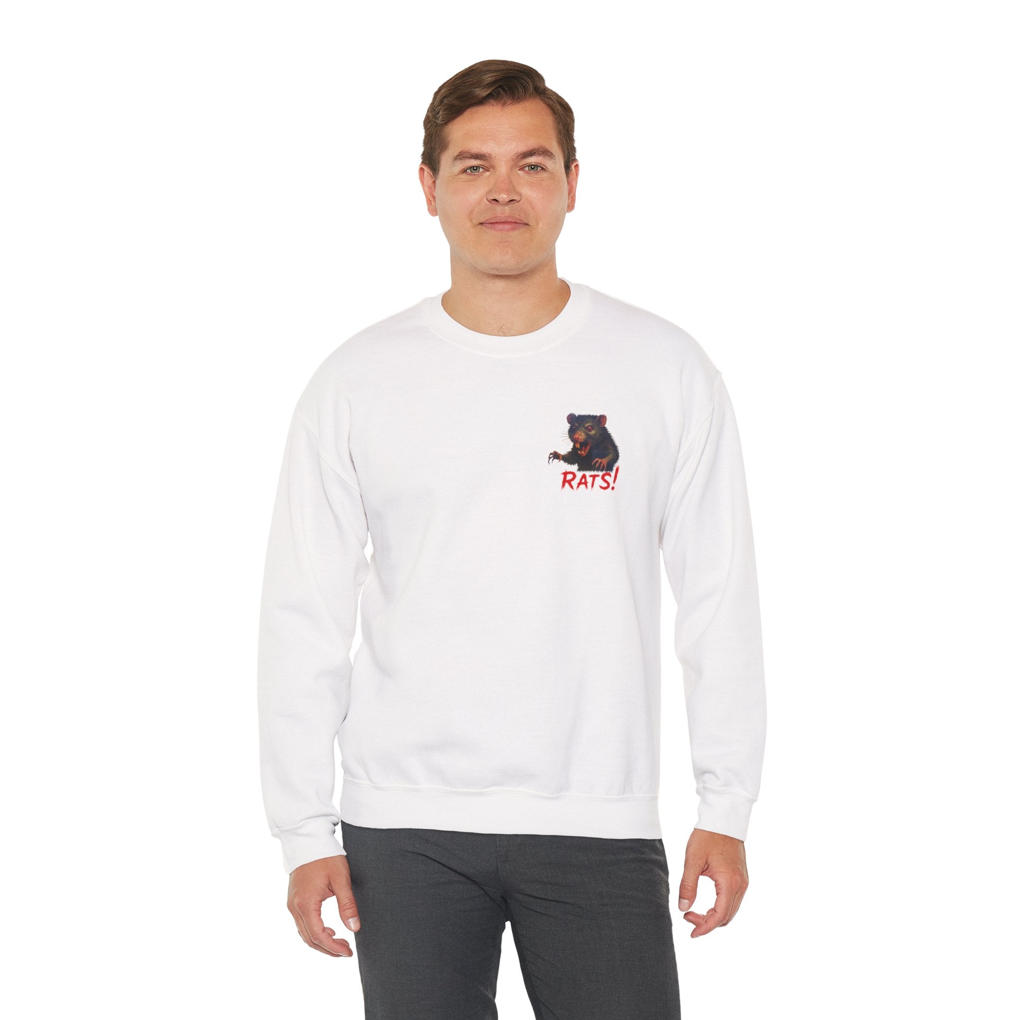 RSS: "RAT" Small Logo (Blank Back Side) - Unisex Crewneck Sweatshirt (White)