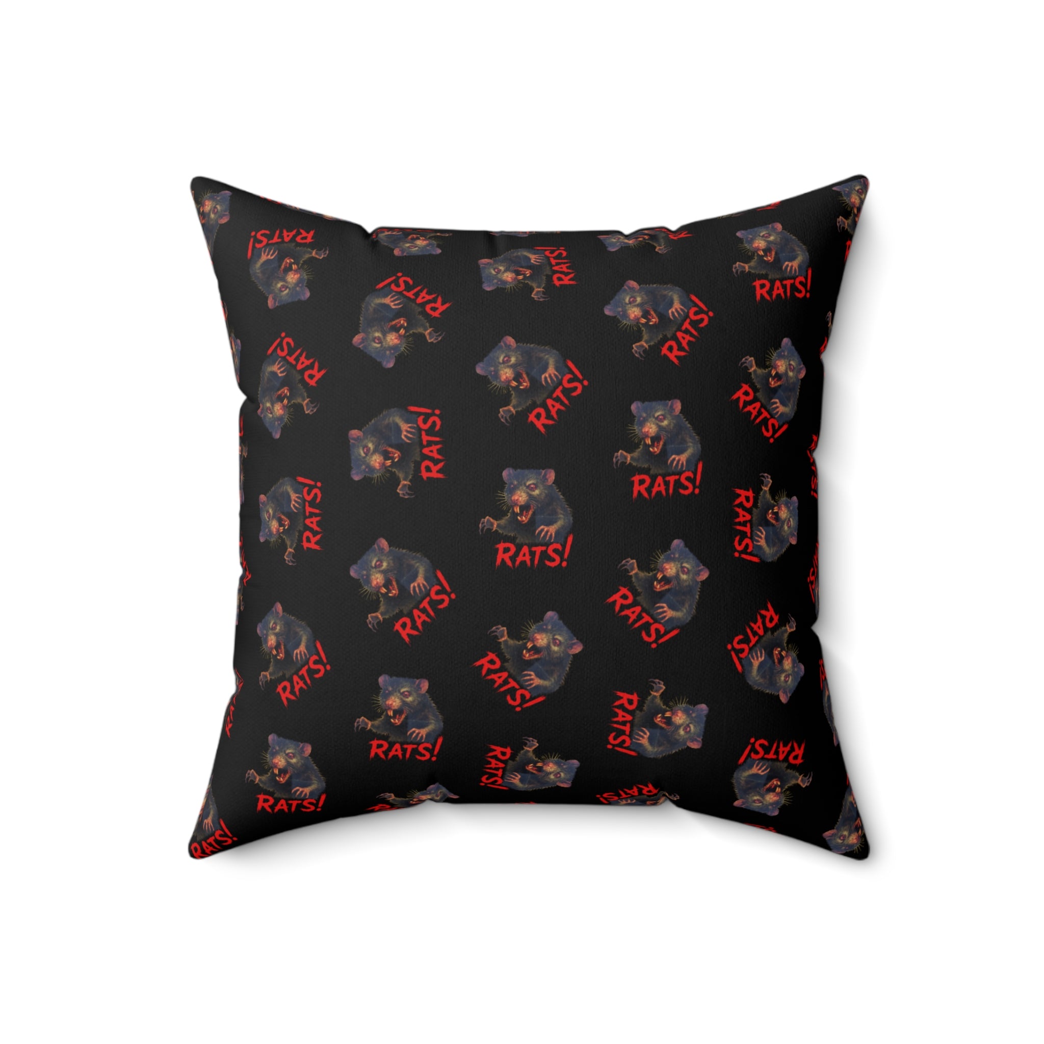 RPW: "RAT" (Multi) - Polyester Throw Pillow - (Black)