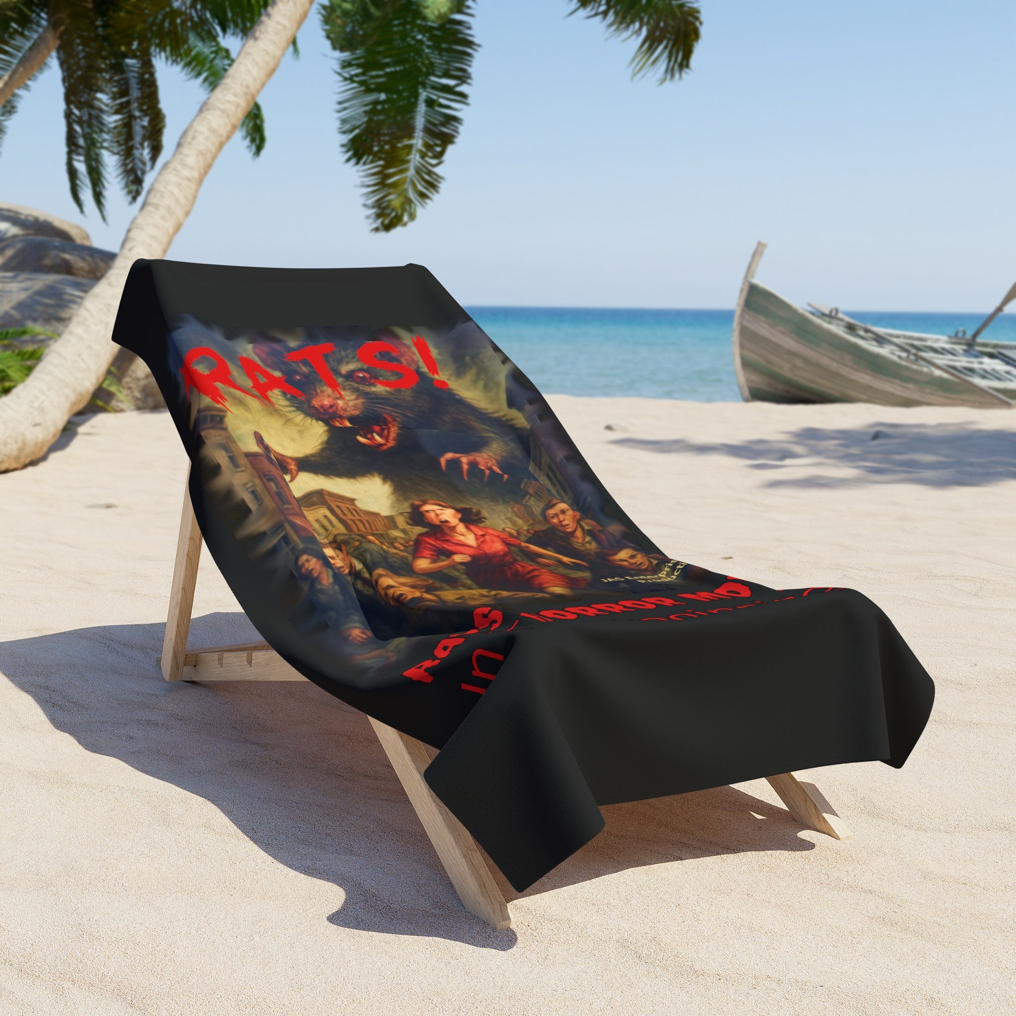 RBT: "RATS!" Logo - Beach Towel - Black