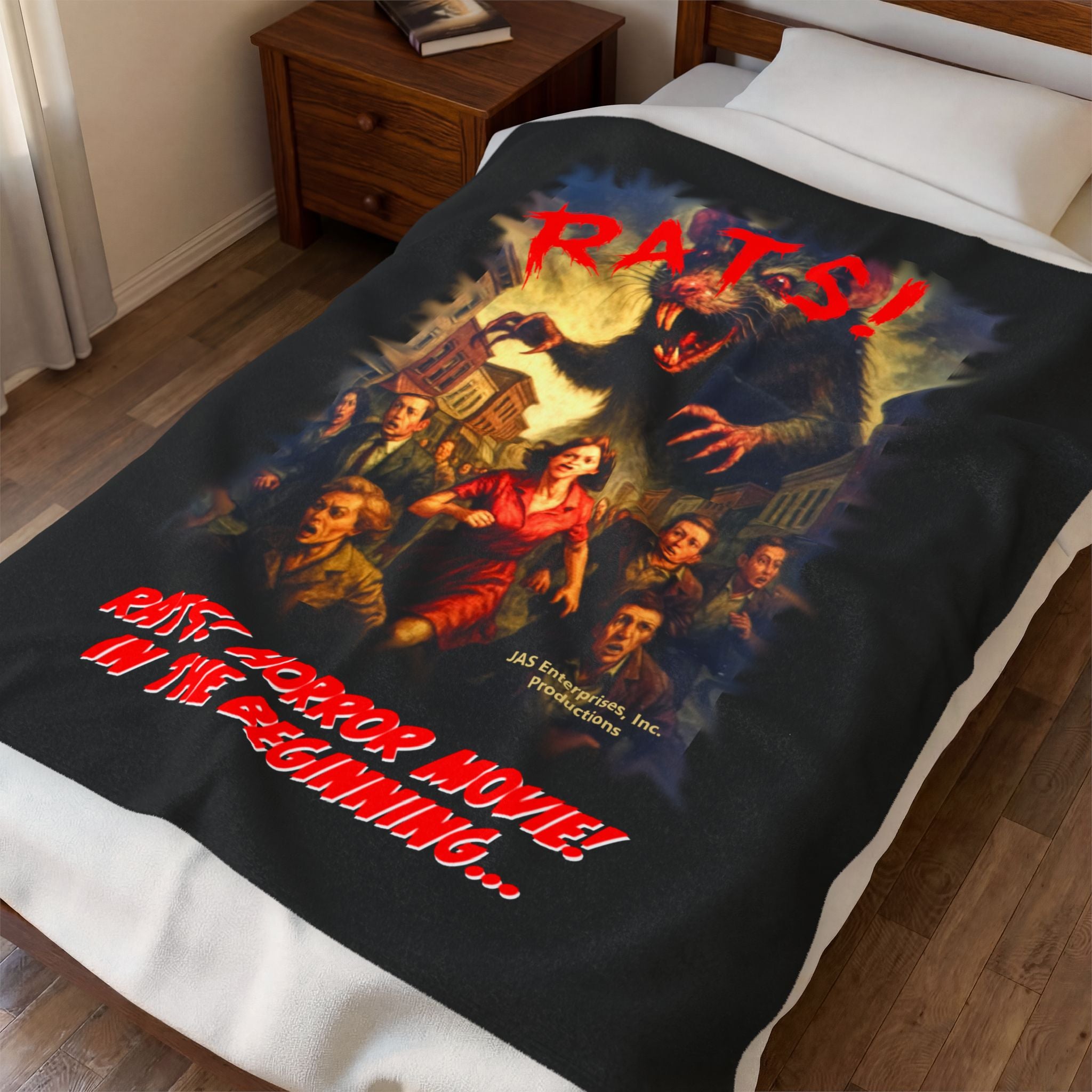 RBL: "RATS!" Movie Title Logo - (Black) - Velveteen Plush Blanket