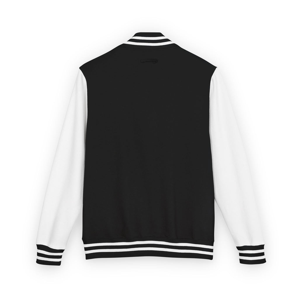 RJK: "RATS!" Small Logo (Front) - Unisex Heavyweight Letterman Jacket (Black/White)