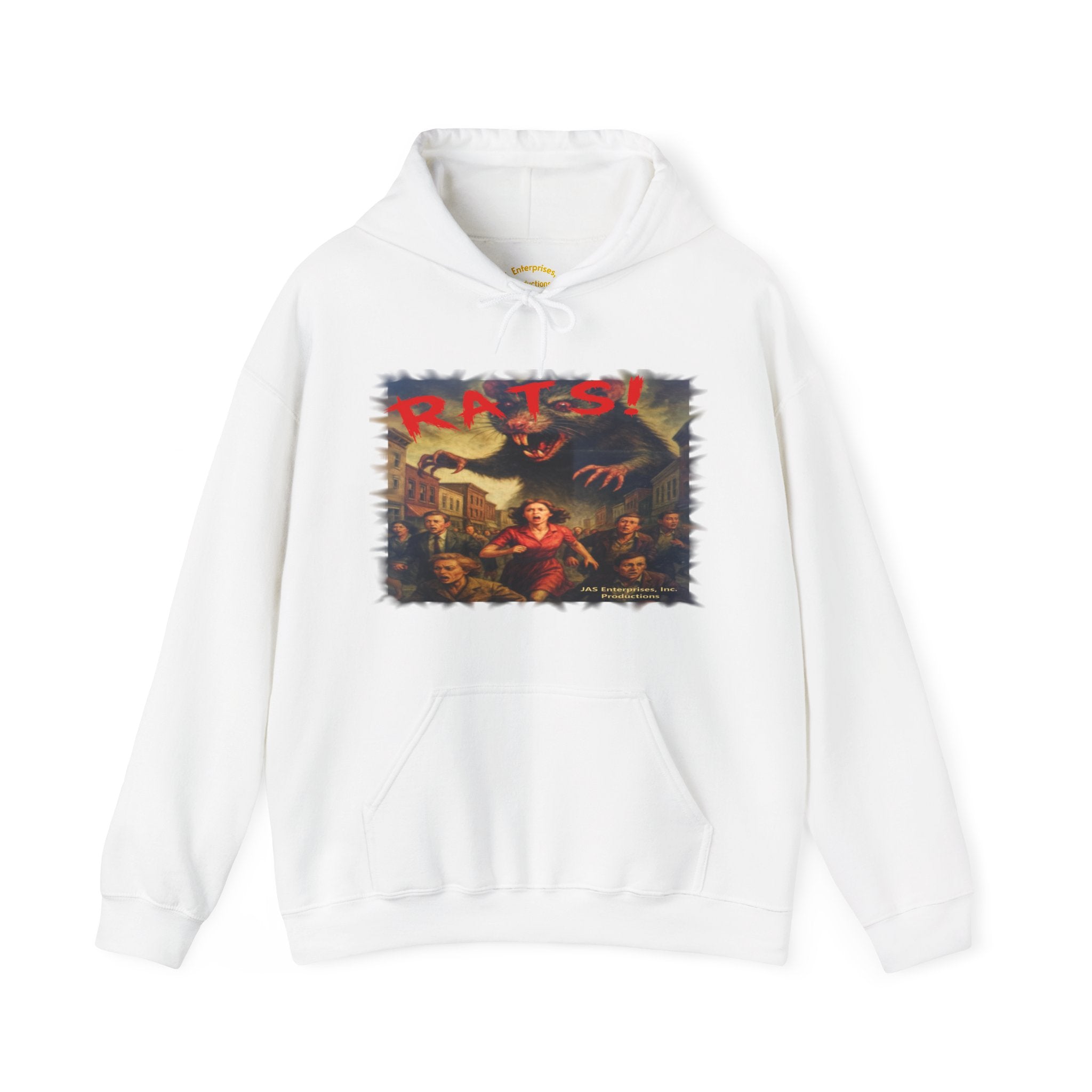 RHD: "RATS!" Logo (Fear the Rats! Embrace the Horror! - Back Side) - Unisex Hoodie (White)
