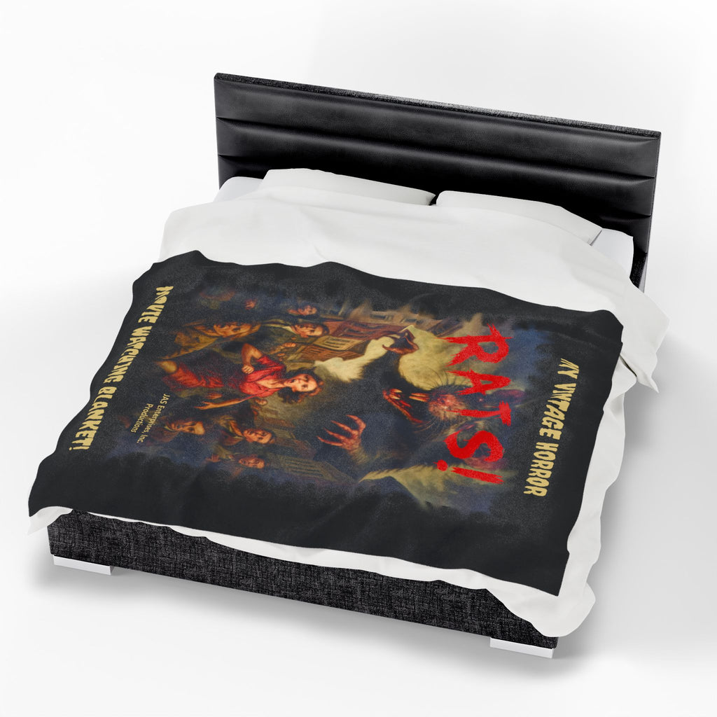 RBL: "RATS!" Logo - MY VINTAGE HORROR... - Velveteen Plush Blanket (Black)