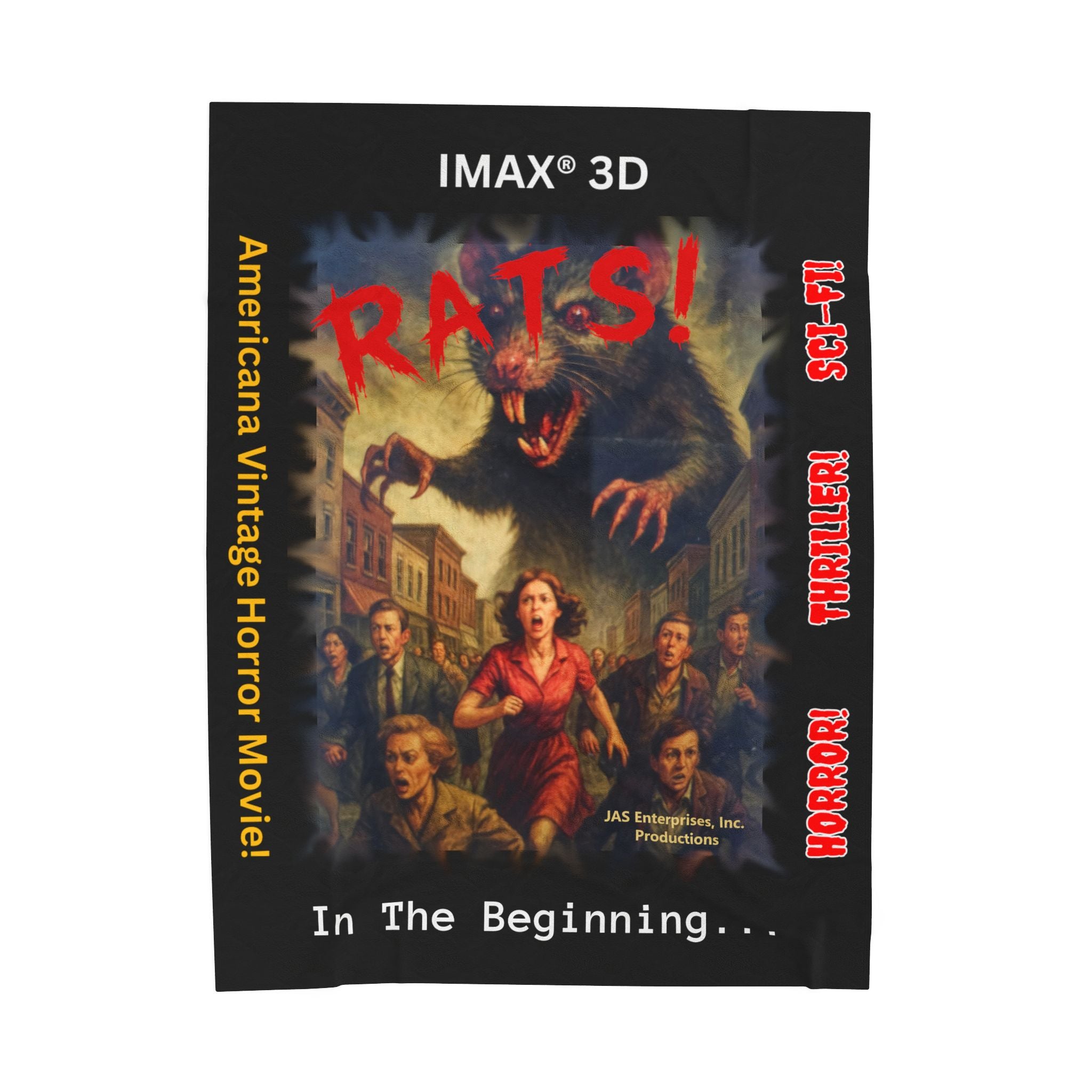 RBL: "RATS!" Logo - In The Beginning... - Velveteen Plush Blanket (Black)