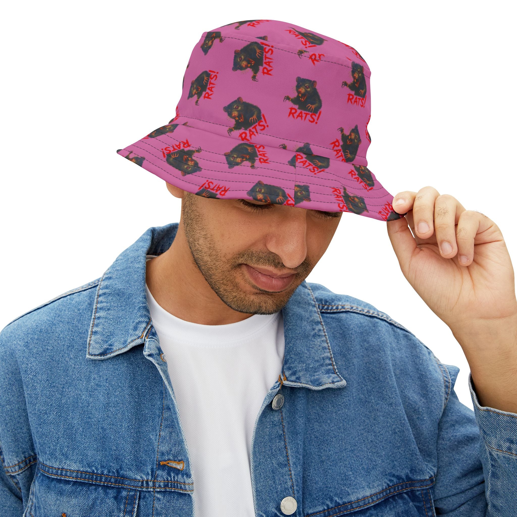 RHT: "RAT" (Multi) - Bucket Hat - Pink