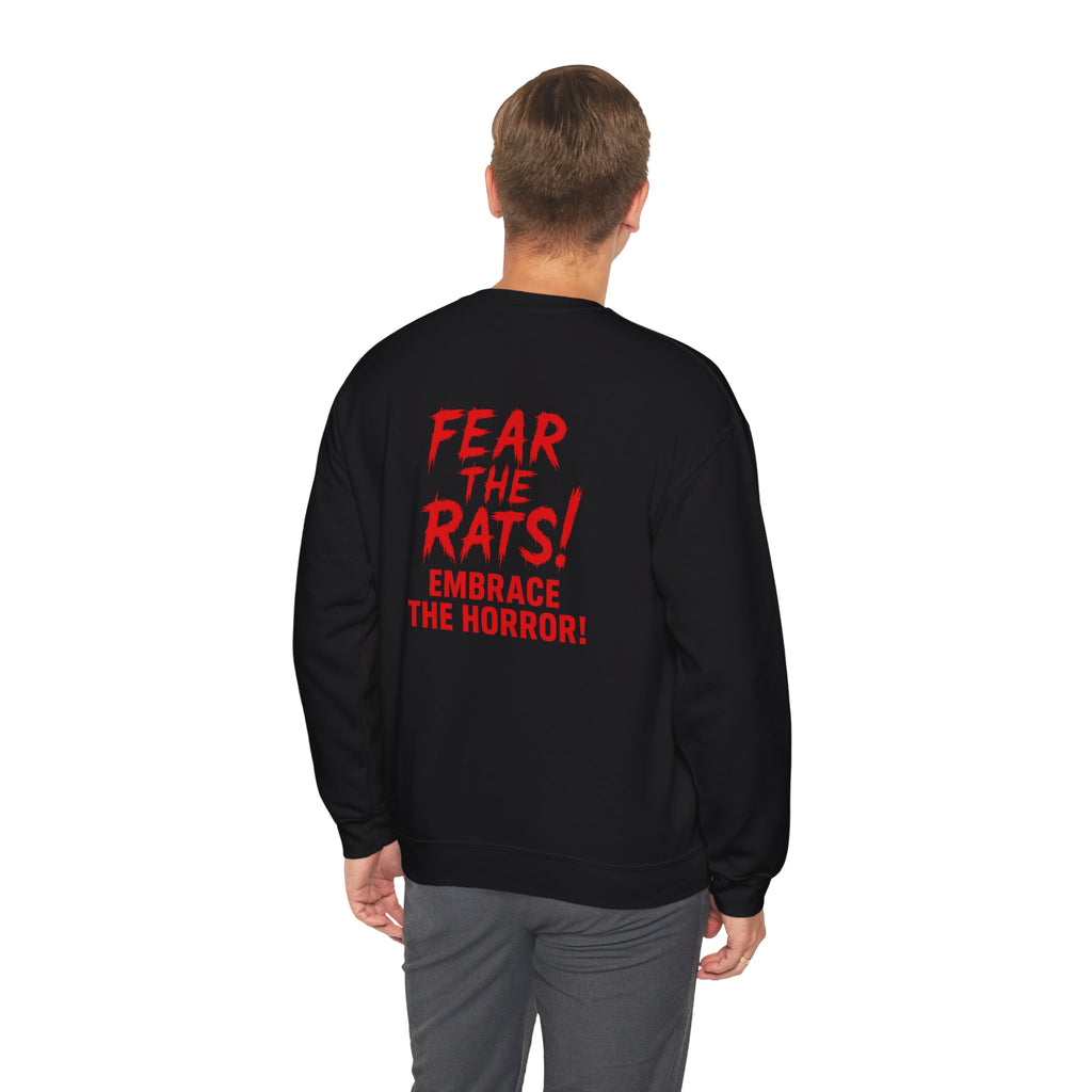 RSS: "RATS!" Logo (Fear the Rats! Embrace the Horror! - Back Side) - Unisex Crewneck Sweatshirt (Black)