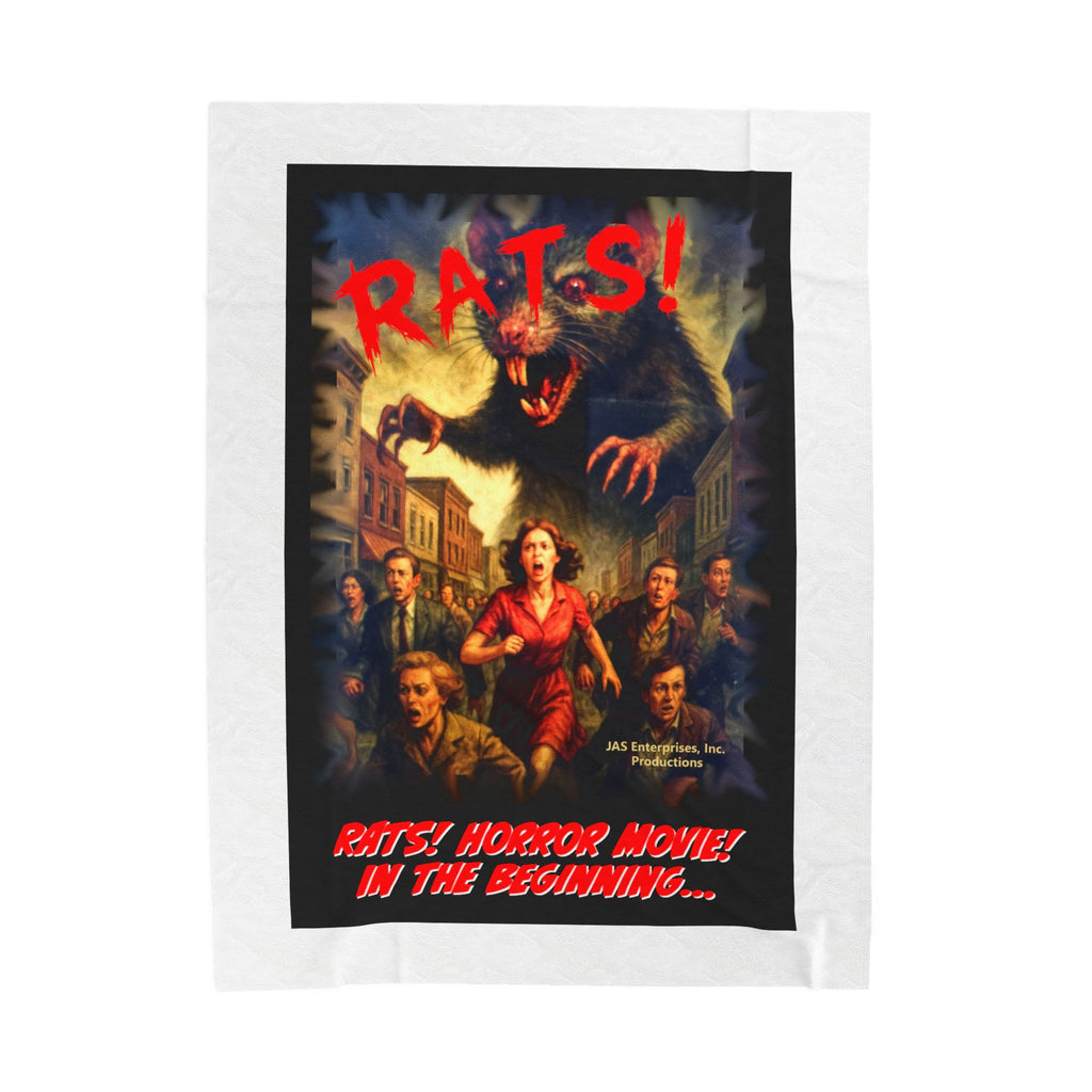 RBL: "RATS!" Movie Title Logo - (White) - Velveteen Plush Blanket