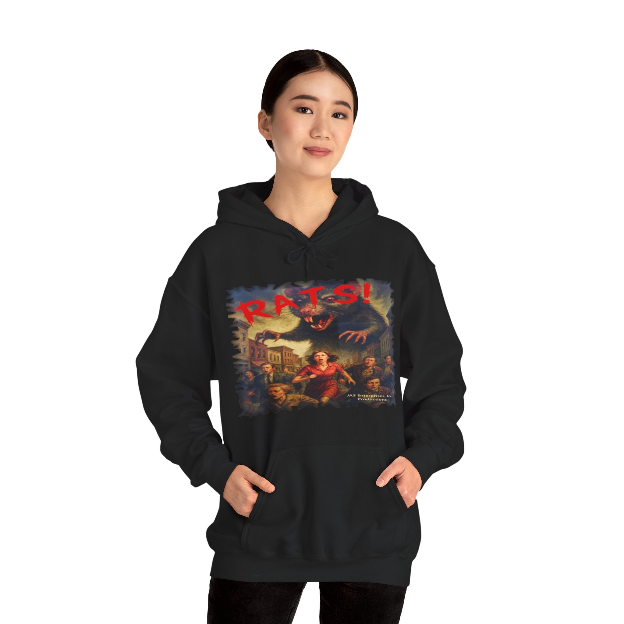 RHD: "RATS!" Logo (Blank Back Side) - Unisex Hoodie (Black)