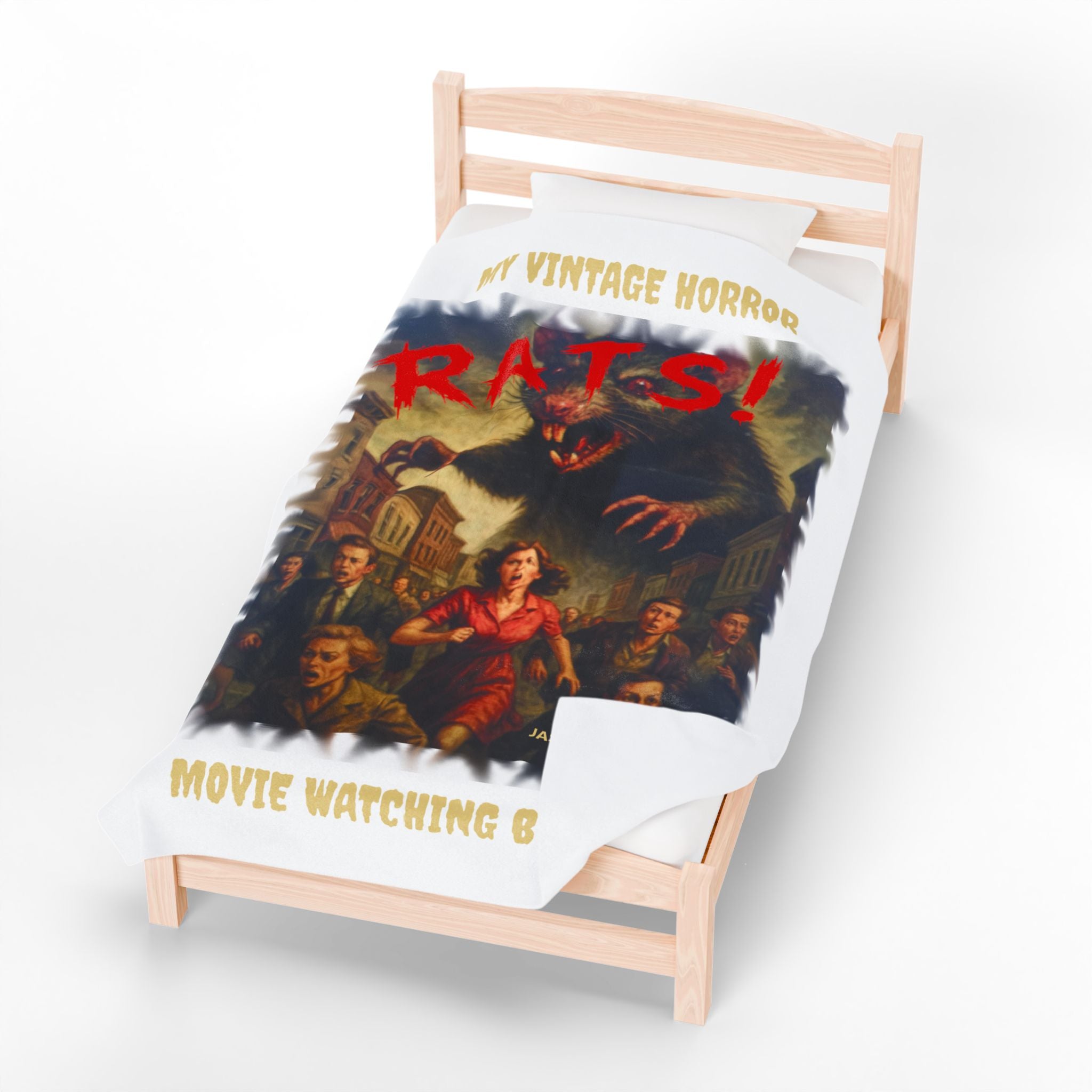RBL: "RATS!" Logo - MY VINTAGE HORROR... - Velveteen Plush Blanket (White)