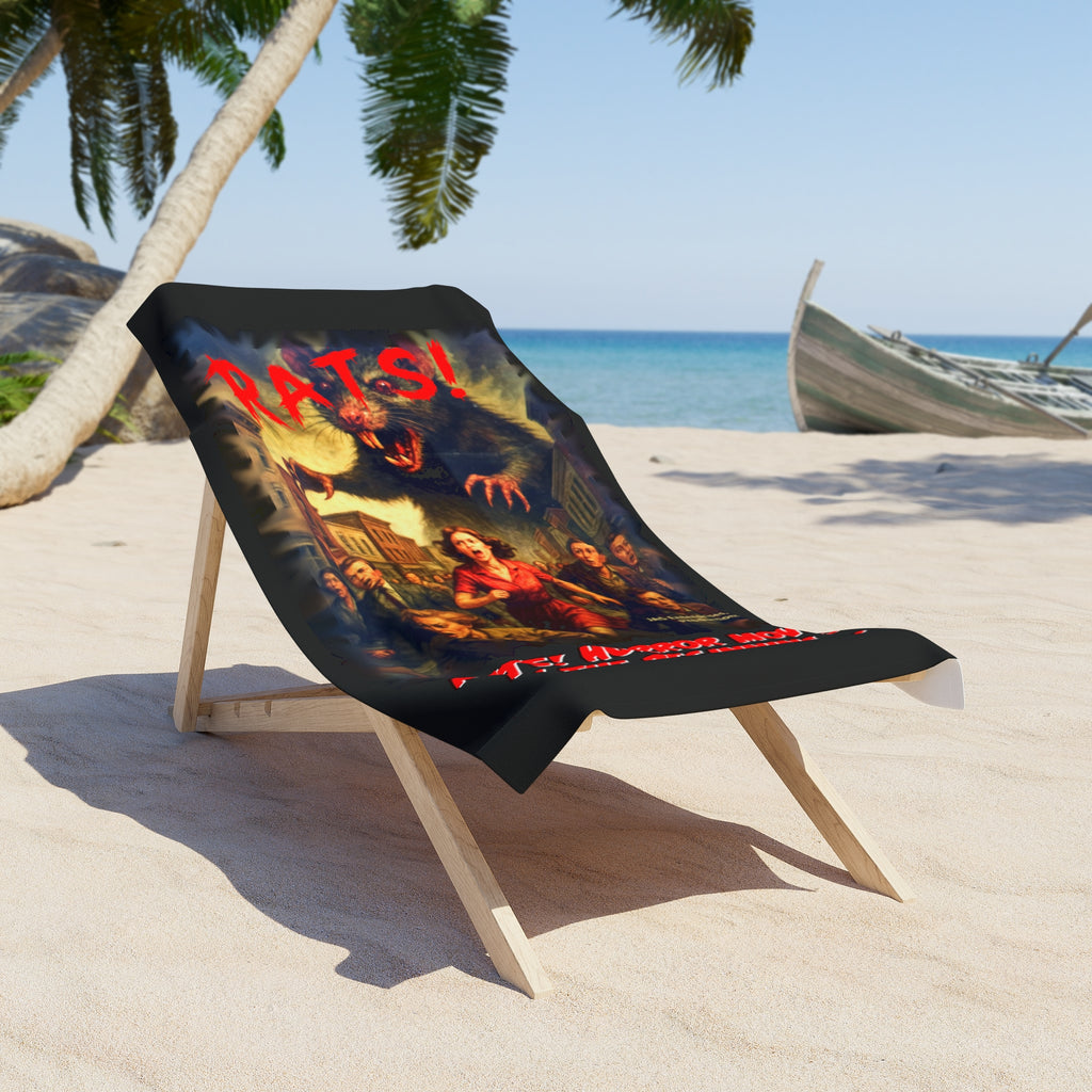 RBT: "RATS!" Movie Title Logo - Beach Towel - Black