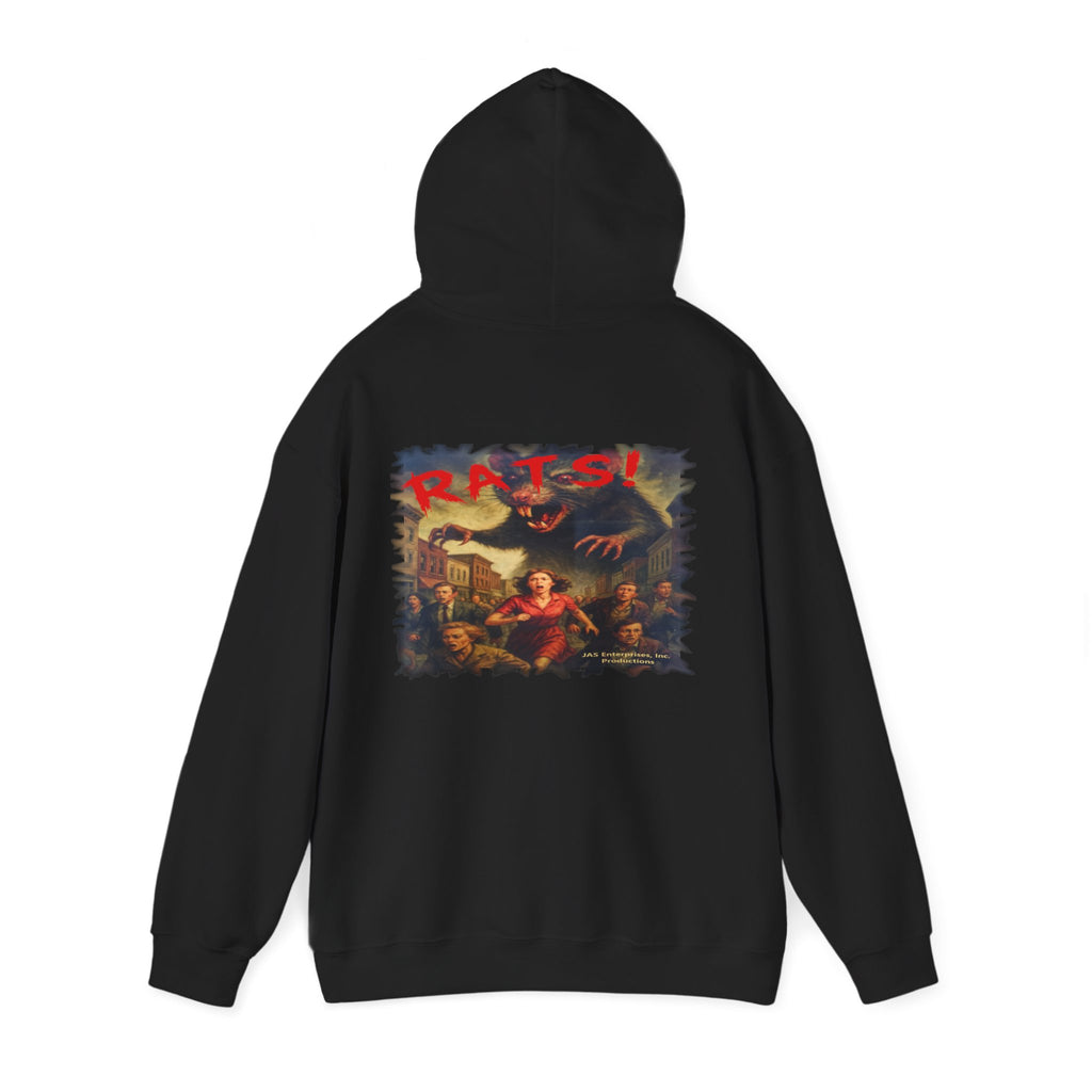 RHD: "Fear the Rats! Embrace the Horror!" Small Logo (RATS! Logo - Back Side) - Unisex Hoodie (Black)