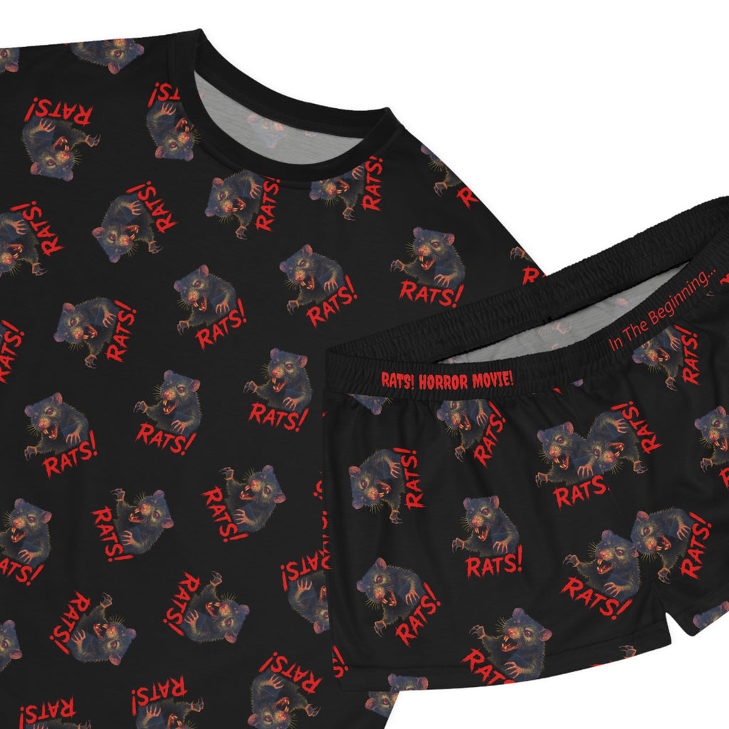 RPJ: "RAT" (Multi) - Women's Short Pajama Set - Black