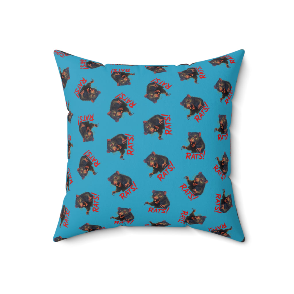 RPW: "RAT" (Multi) - Polyester Throw Pillow - (Turquoise)
