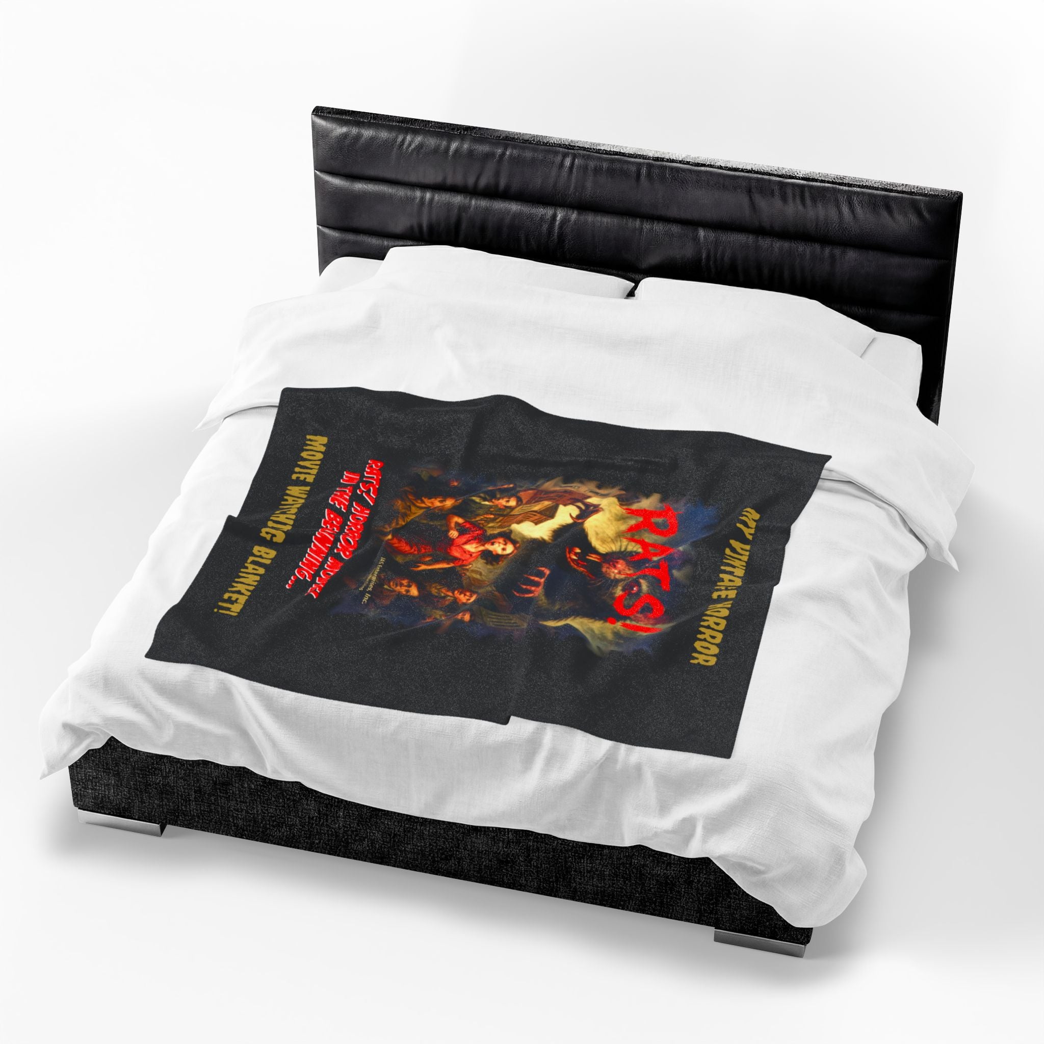 RBL: "RATS!" Movie Title Logo - MY VINTAGE HORROR... (Black) - Velveteen Plush Blanket