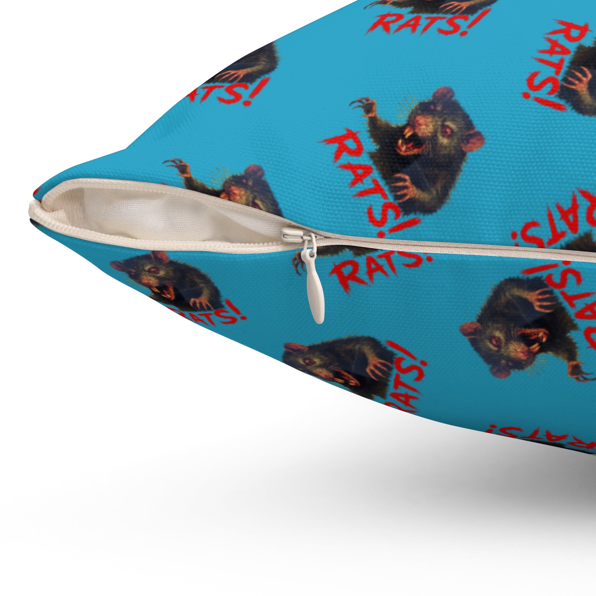 RPW: "RAT" (Multi) - Polyester Throw Pillow - (Turquoise)