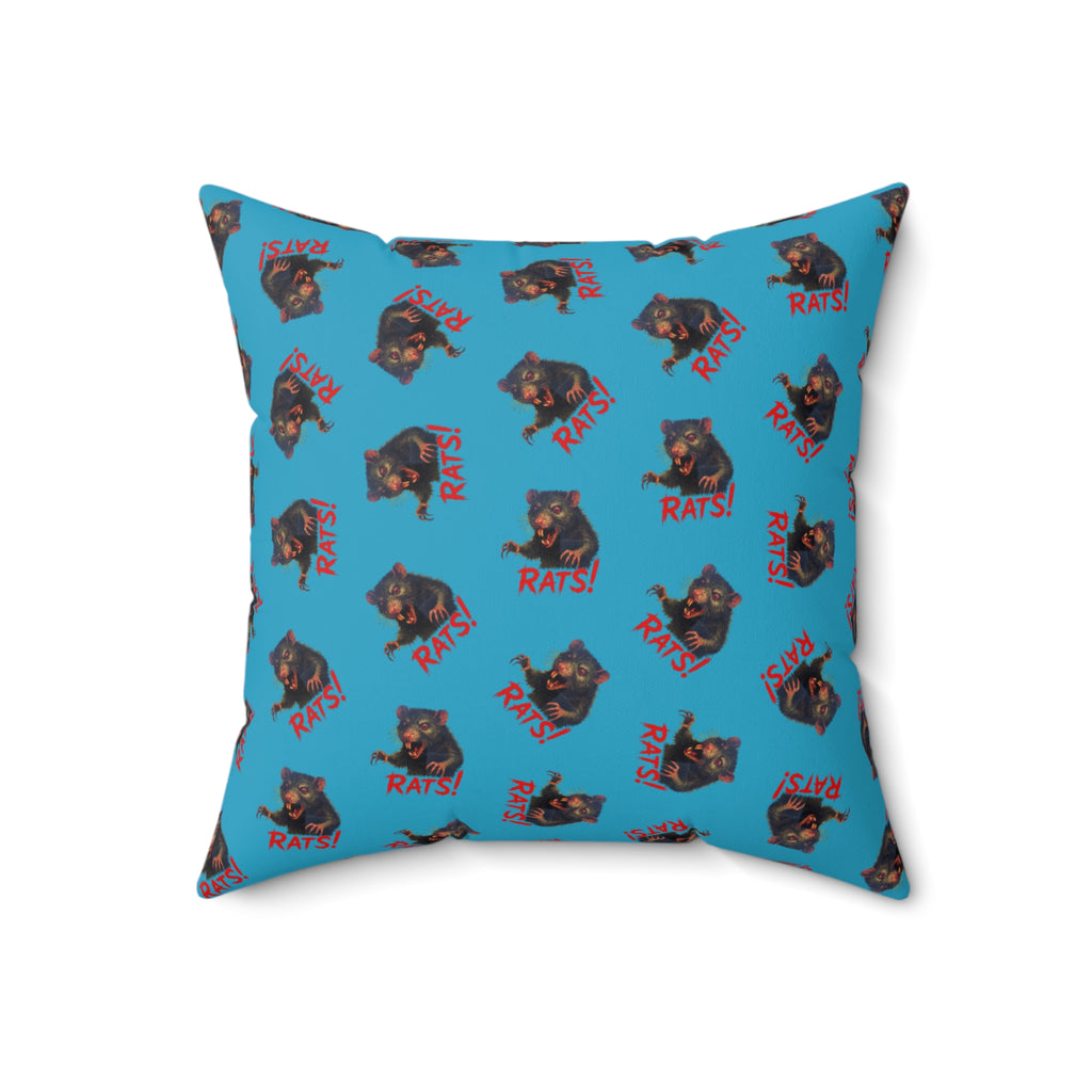 RPW: "RAT" (Multi) - Polyester Throw Pillow - (Turquoise)