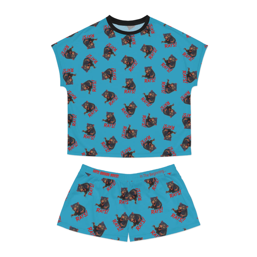 RPJ: "RAT" (Multi) - Women's Short Pajama Set - Turquoise