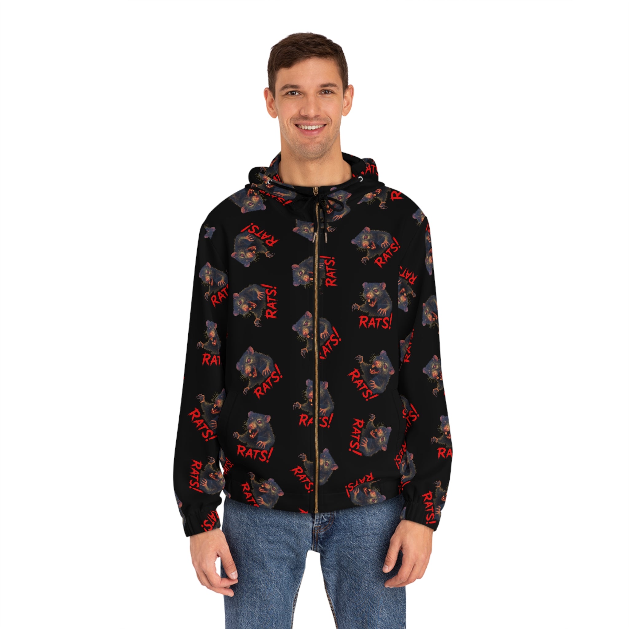 RHD: "RAT" (Multi) - Men's Full-Zip Hoodie - Black