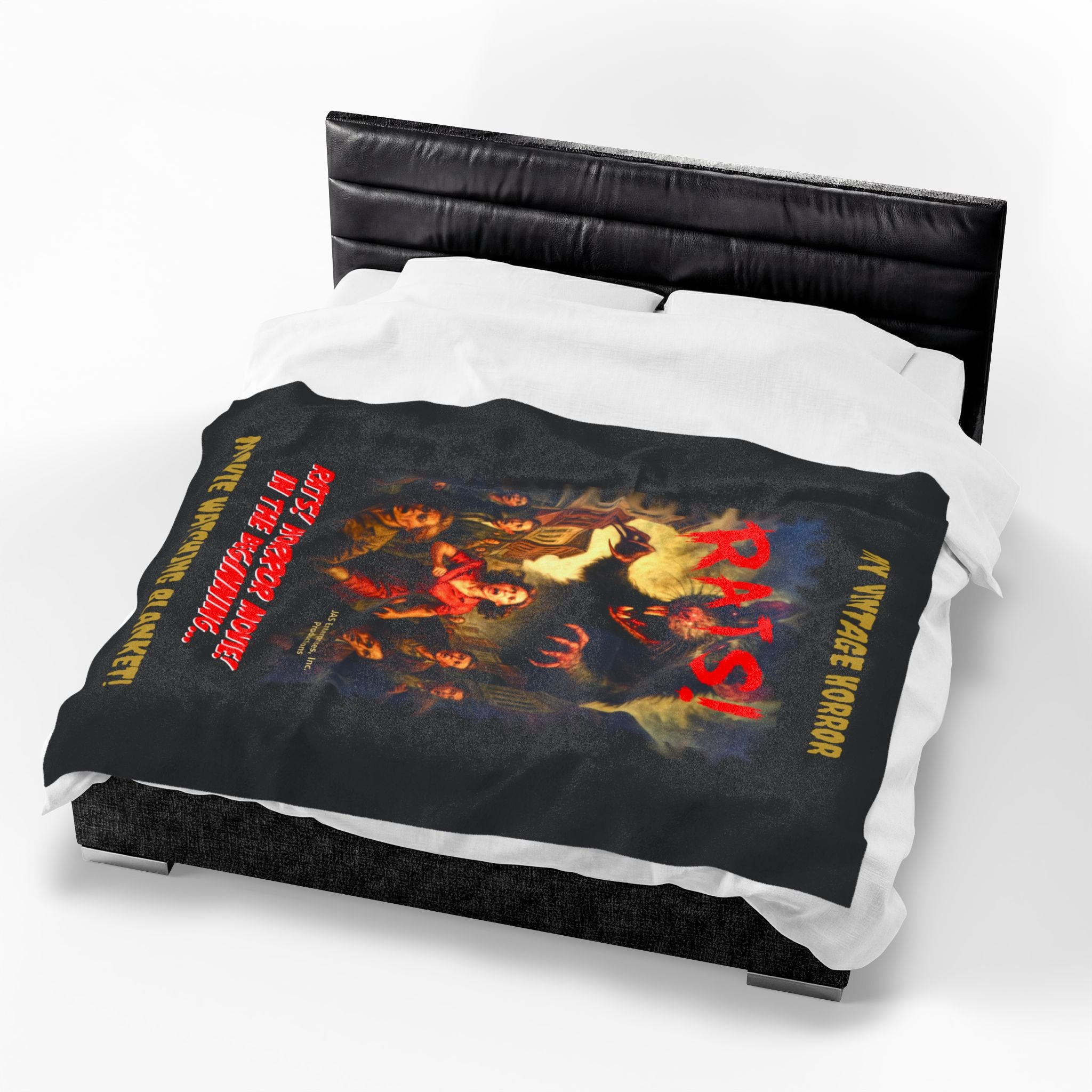 RBL: "RATS!" Movie Title Logo - MY VINTAGE HORROR... (Black) - Velveteen Plush Blanket