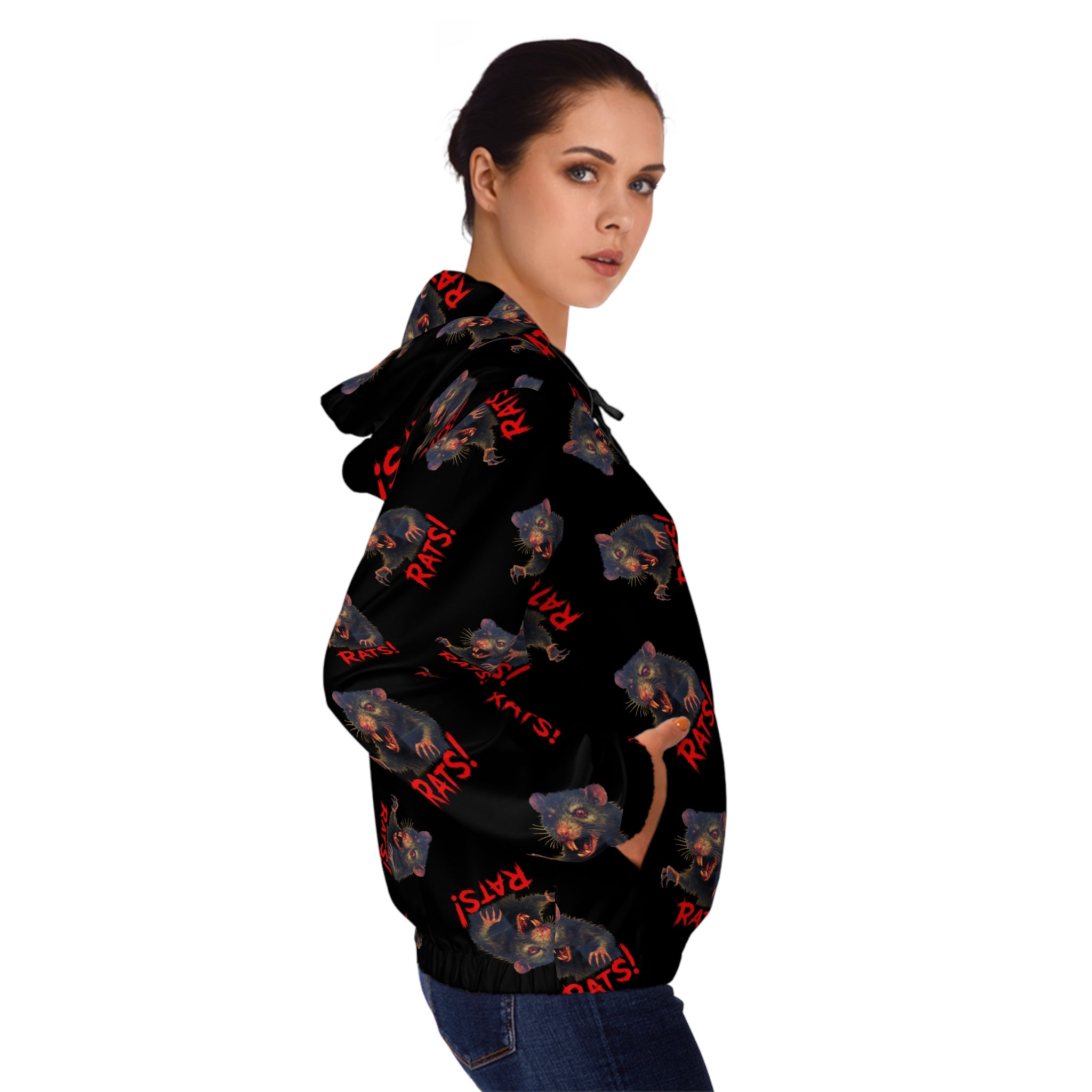 RHD: "RAT" (Multi) - Women’s Full-Zip Hoodie - Black