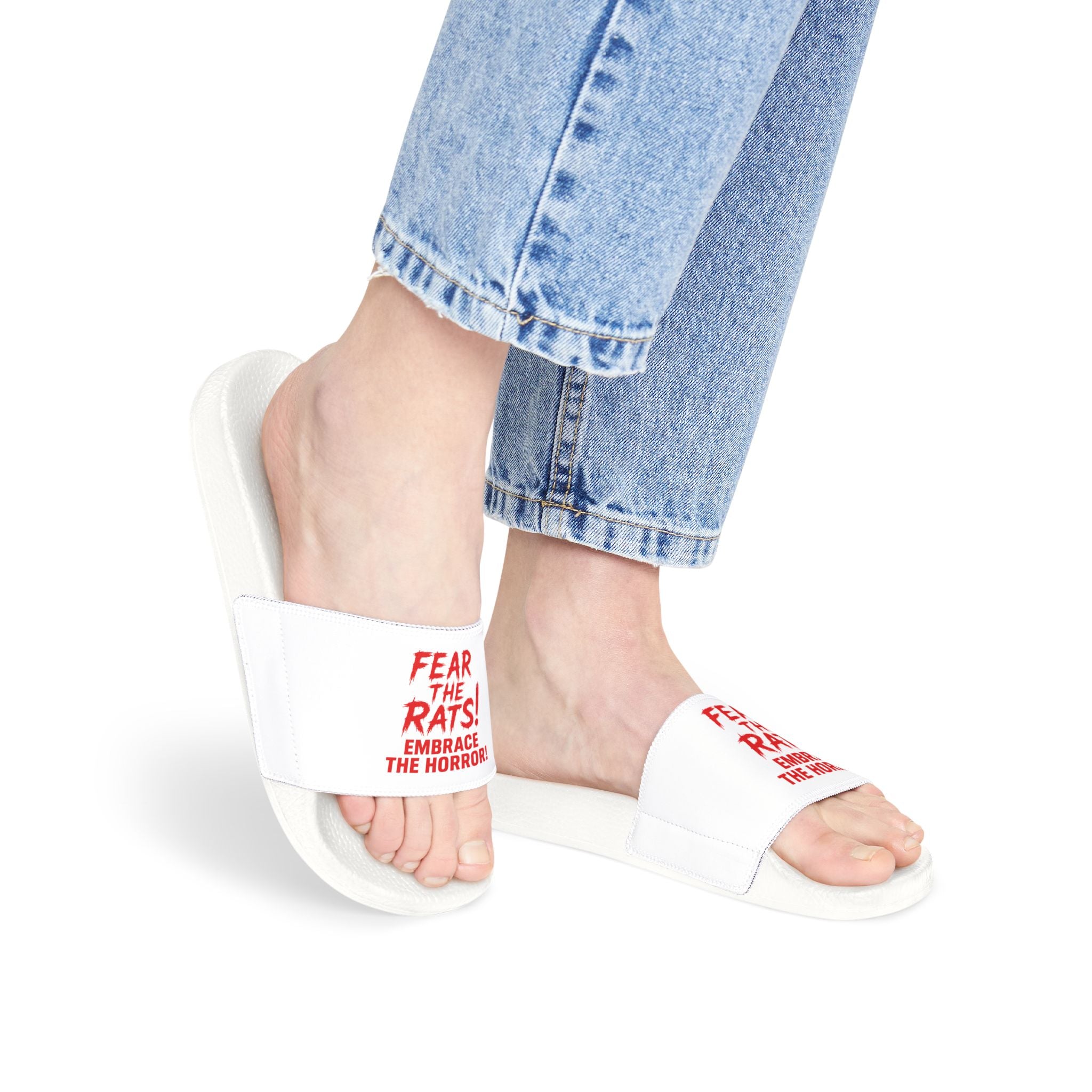 RFW: "Fear the Rats! Embrace the Horror!" - Women's Removable-Strap Sandals (White)