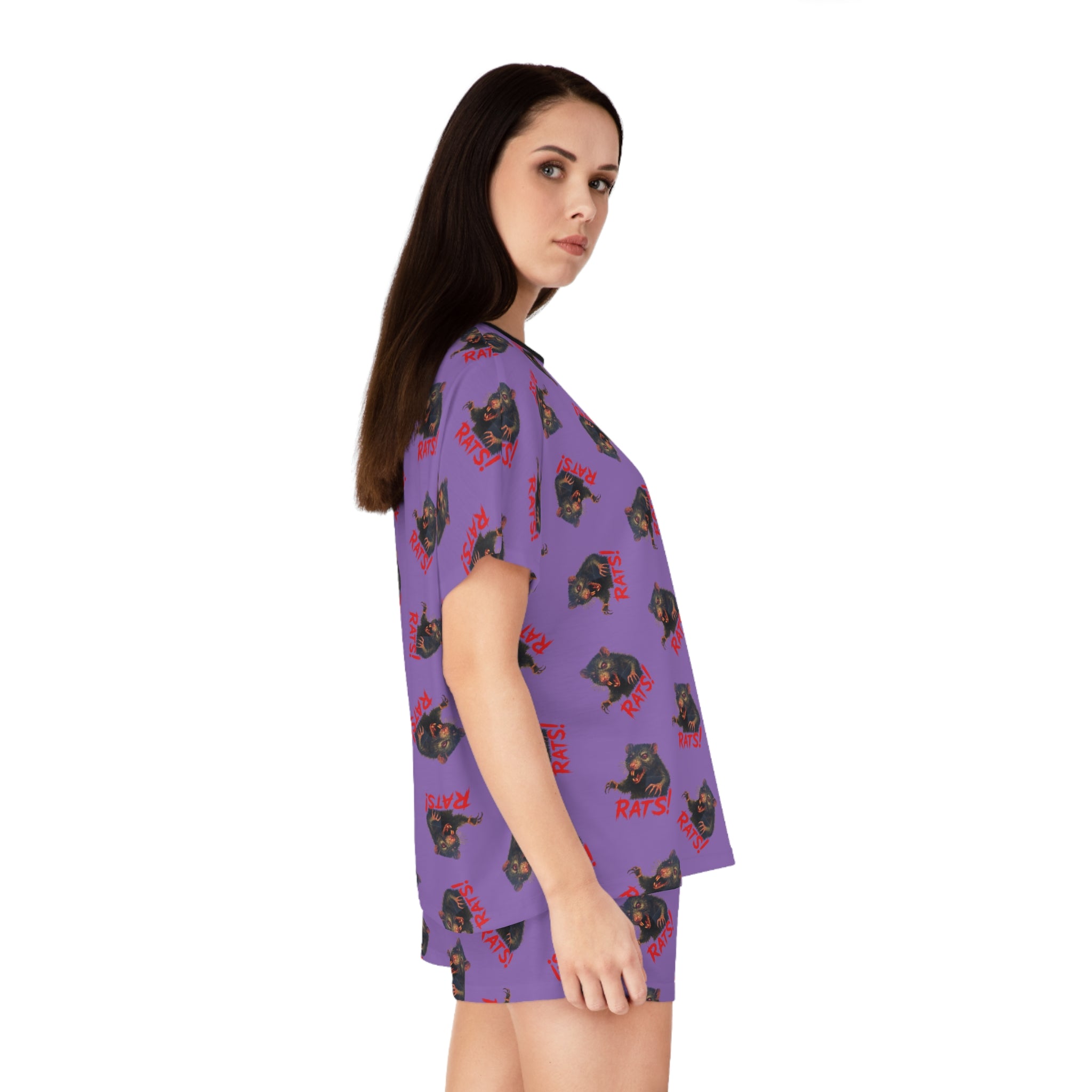 RPJ: "RAT" (Multi) - Women's Short Pajama Set - Lavender