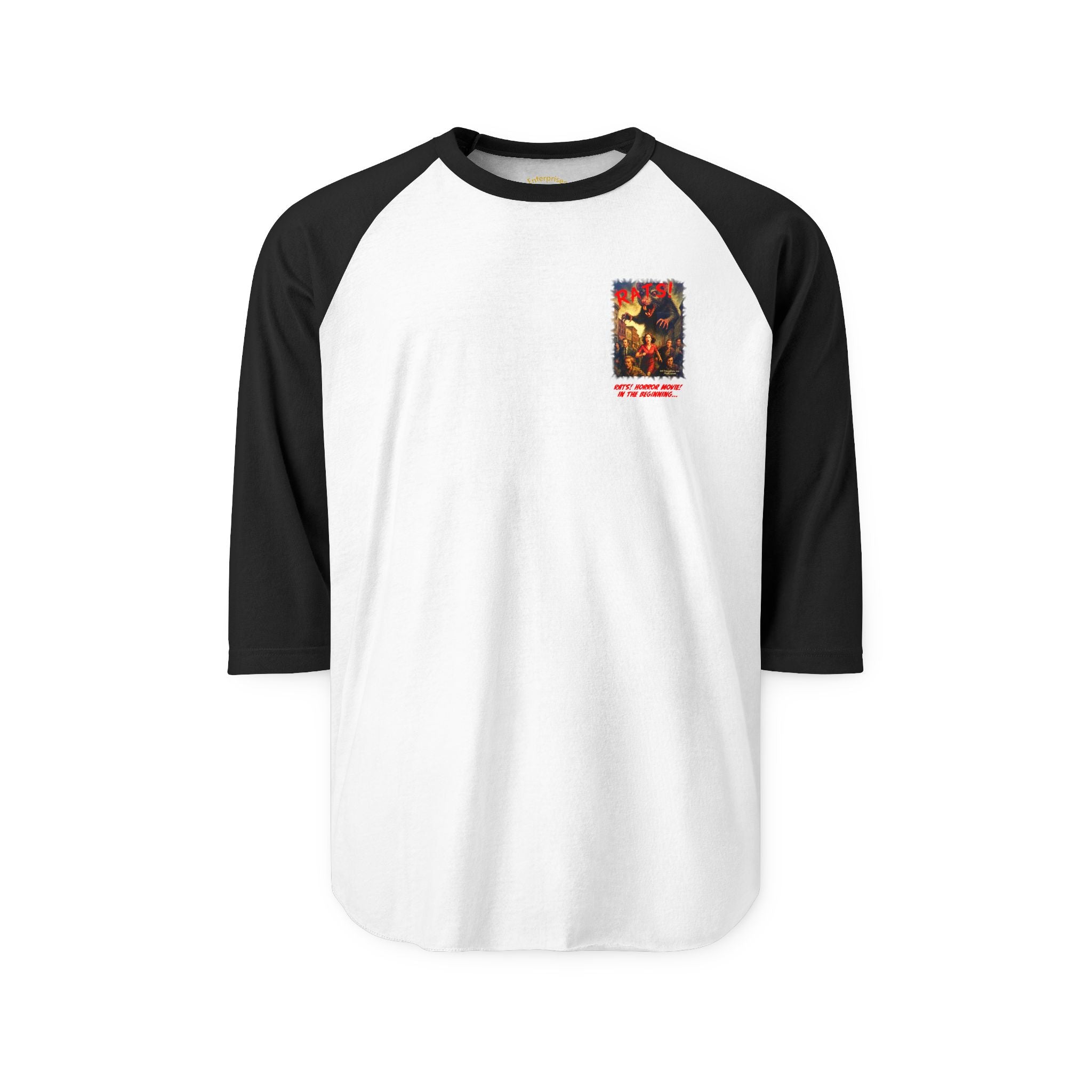 RRS: "RATS!" Small Movie Title Logo - Unisex Three-Quarter Sleeve Raglan Shirt