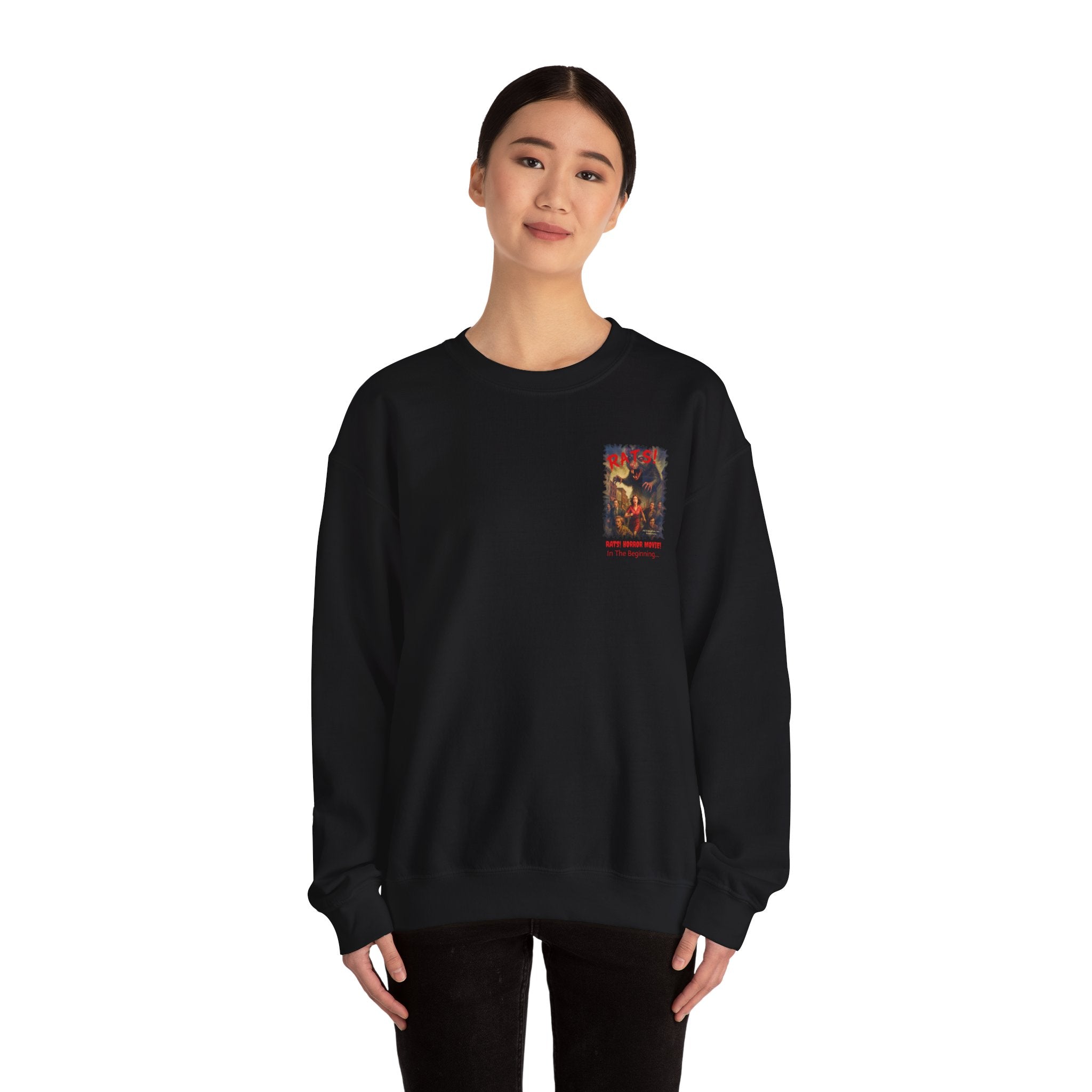 RSS: "RATS!" Small Logo (Blank Back Side) - Unisex Crewneck Sweatshirt (Black)