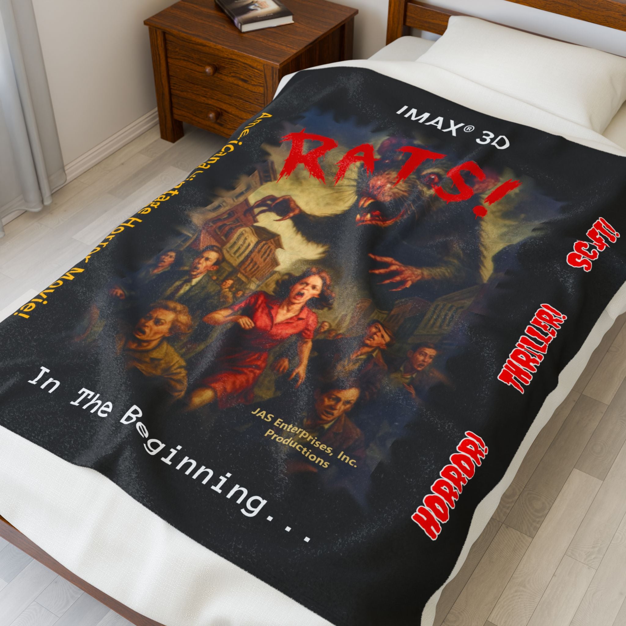 RBL: "RATS!" Logo - In The Beginning... - Velveteen Plush Blanket (Black)