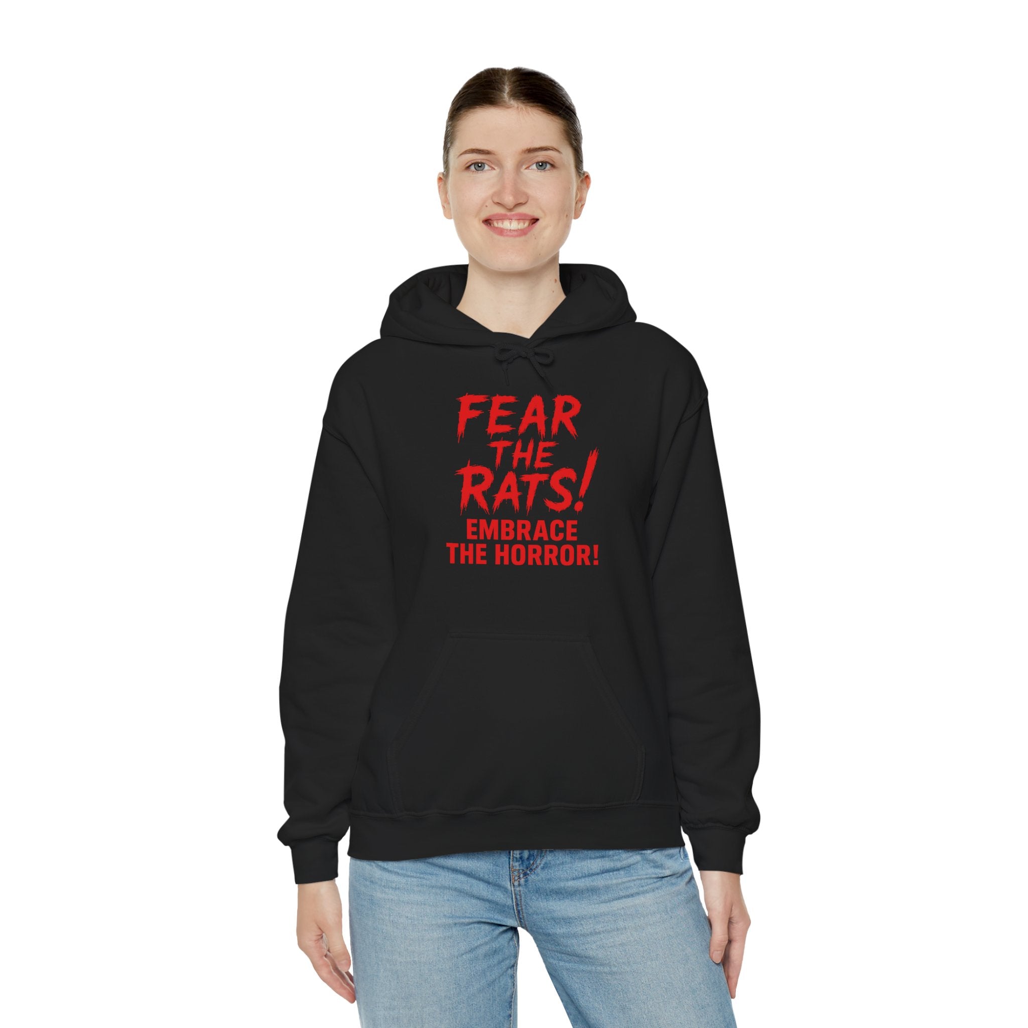RHD: "Fear the Rats! Embrace the Horror!" (RATS! Logo - Back Side) - Unisex Hoodie (Black)